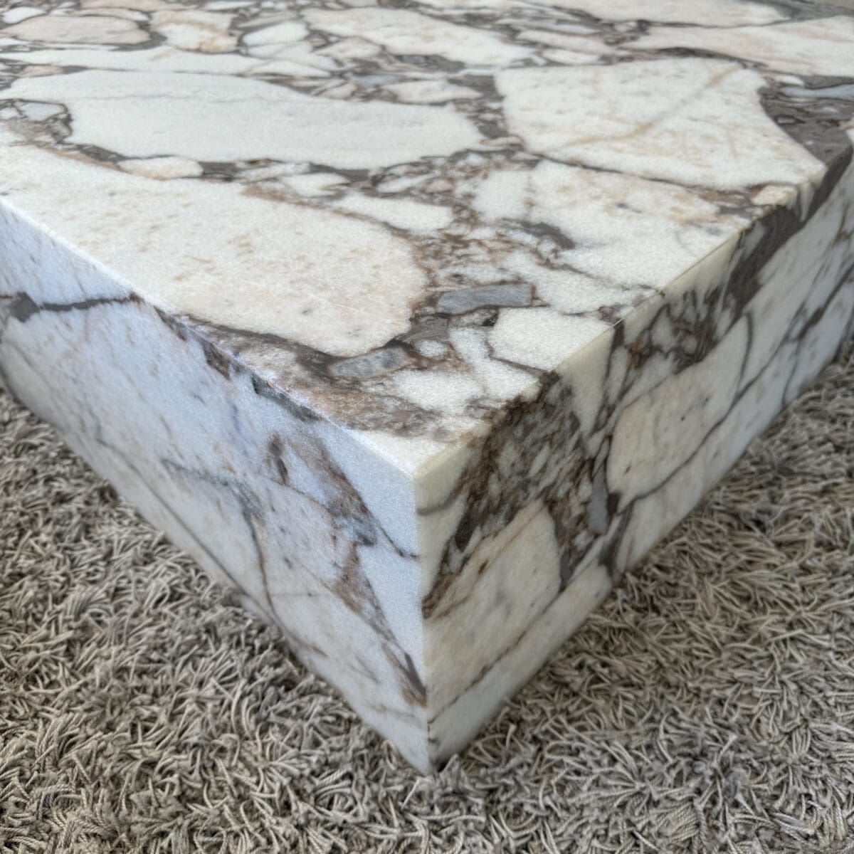 Block Coffee Table - Milky Blue Marble - Large natural stone furniture New Zealand - Natural Stone Co