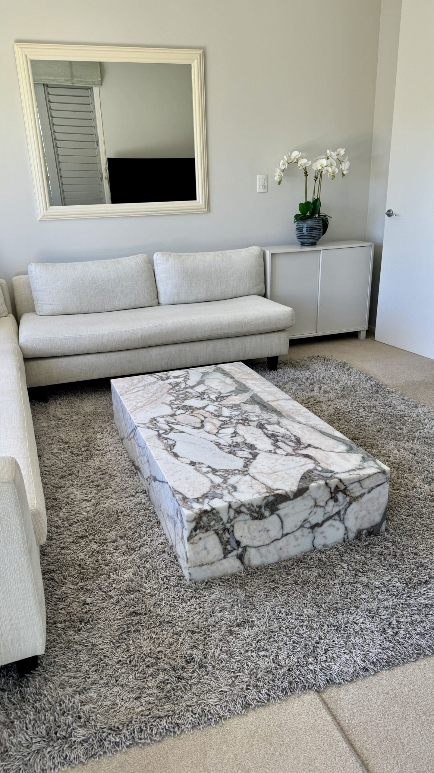 Block Coffee Table - Milky Blue Marble - Large natural stone furniture New Zealand - Natural Stone Co