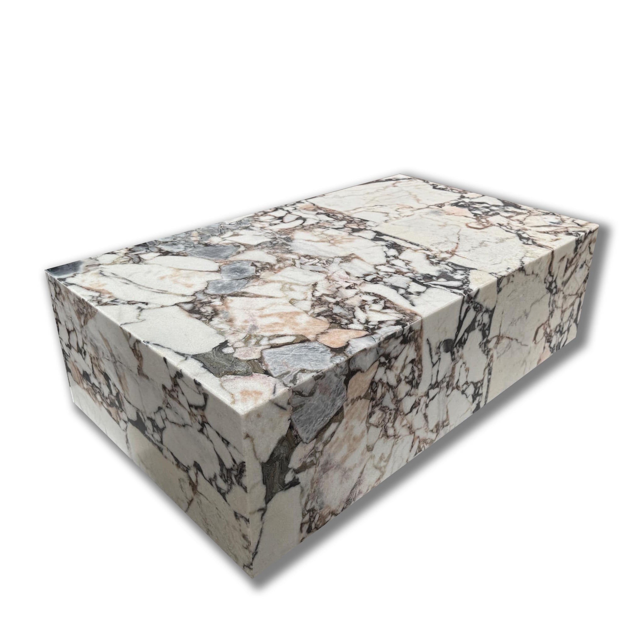 Block Coffee Table - Milky Blue Marble - Small natural stone furniture New Zealand - Natural Stone Co