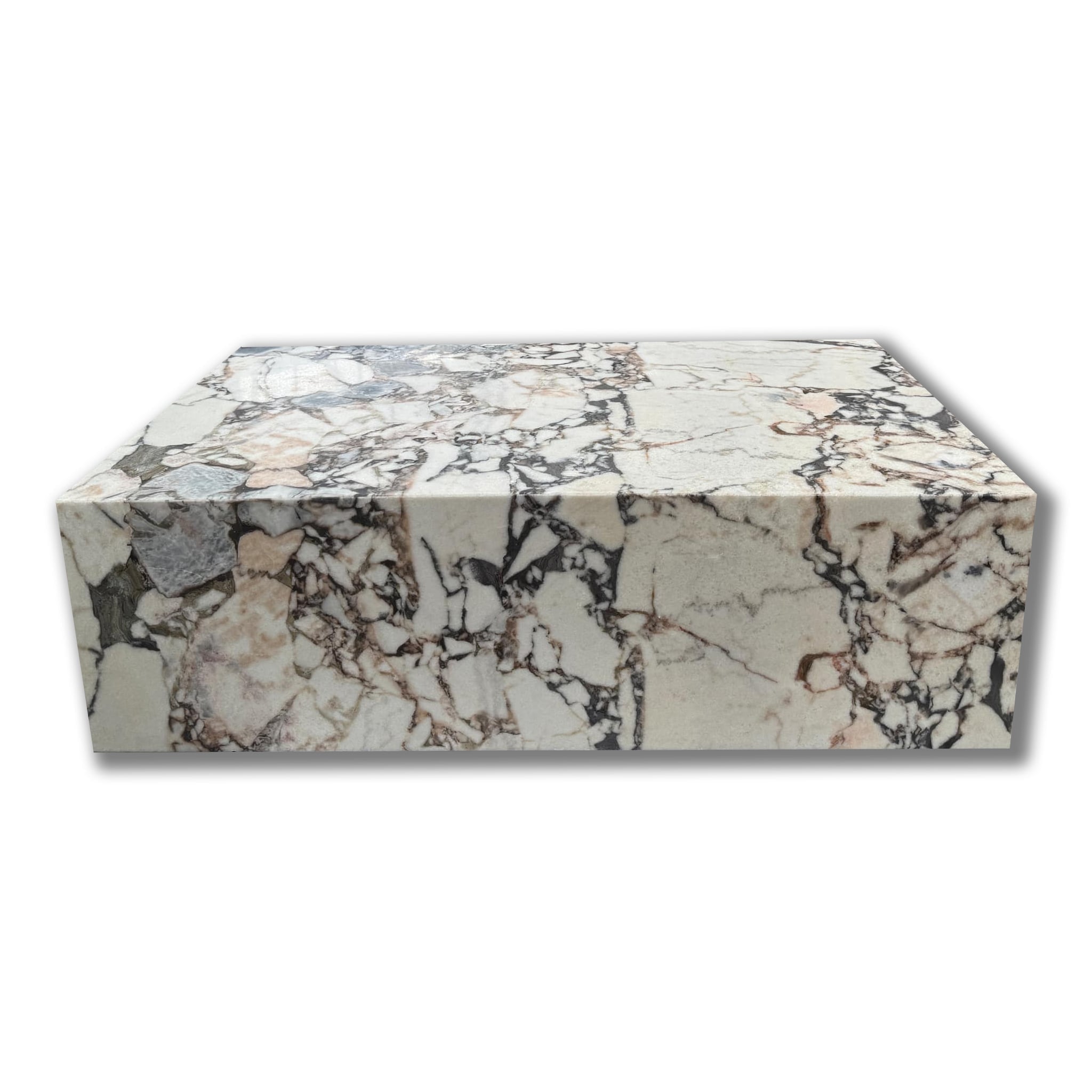 Block Coffee Table - Milky Blue Marble - Small natural stone furniture New Zealand - Natural Stone Co