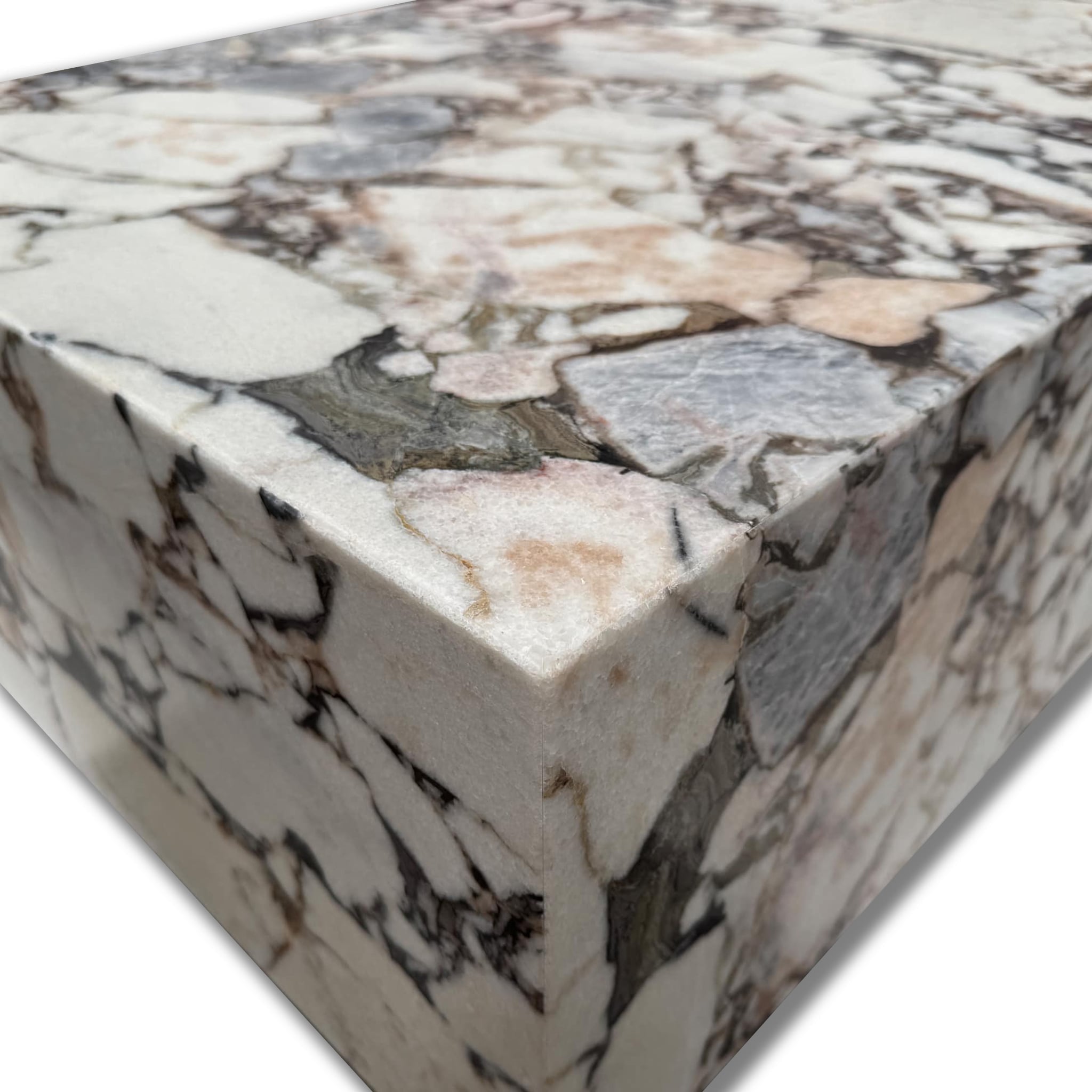 Block Coffee Table - Milky Blue Marble - Small natural stone furniture New Zealand - Natural Stone Co