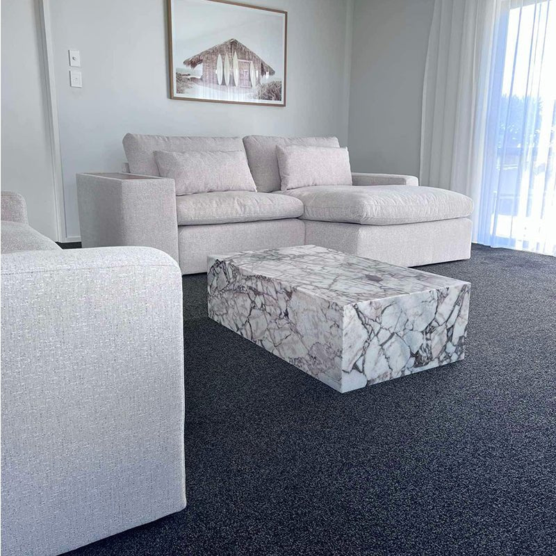 Block Coffee Table - Milky Blue Marble - Small natural stone furniture New Zealand - Natural Stone Co
