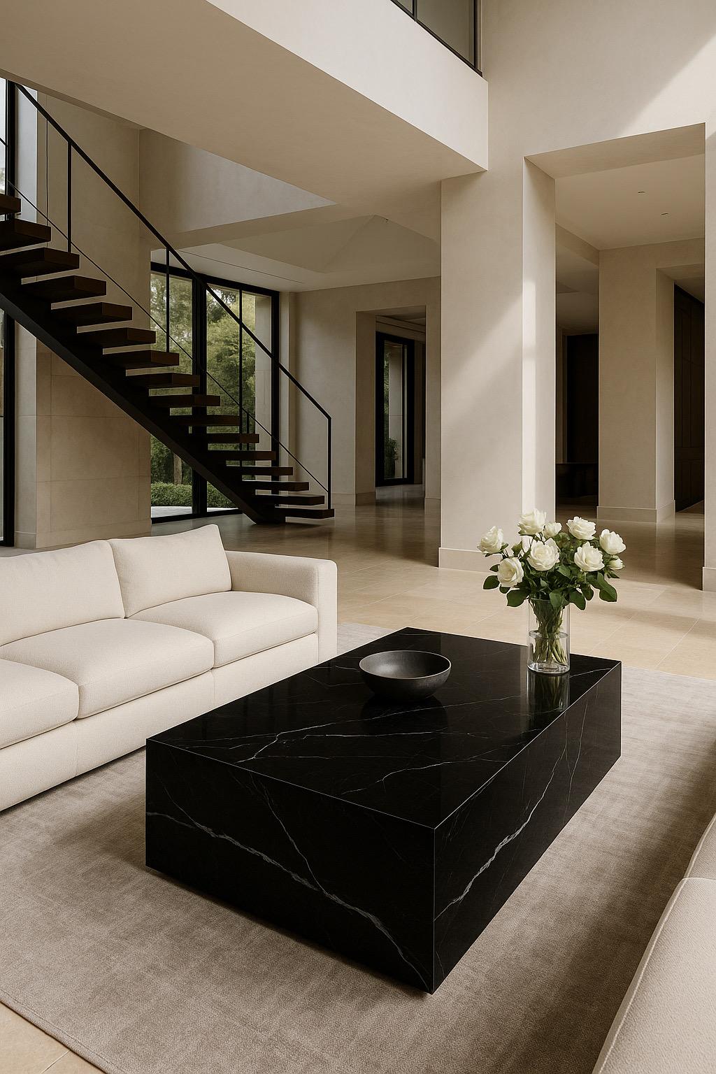 Block Coffee Table - Noir Marquina natural stone furniture New Zealand - Natural Stone Co