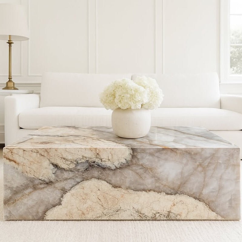 Block Coffee Table - Patagonia Quartzite natural stone furniture New Zealand - Natural Stone Co