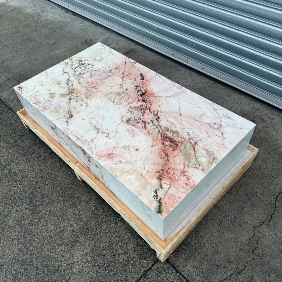 Block Coffee Table - Peach Pink Rose Marble natural stone furniture New Zealand - Natural Stone Co