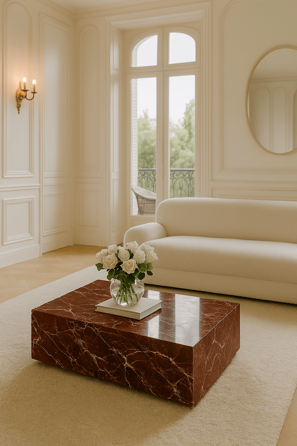 Block Coffee Table - Rosso Levanto Marble - Small natural stone furniture New Zealand - Natural Stone Co