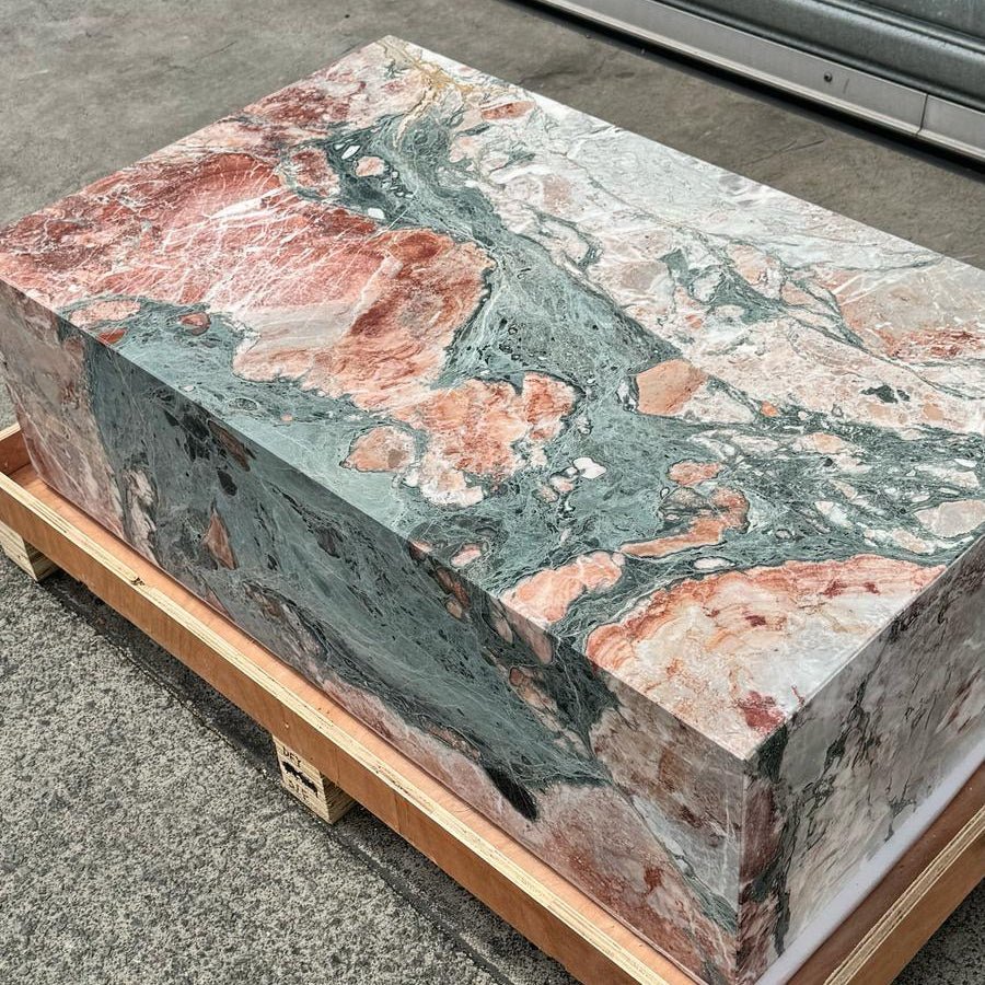 Block Coffee Table - Seasonal Pink Marble natural stone furniture New Zealand - Natural Stone Co