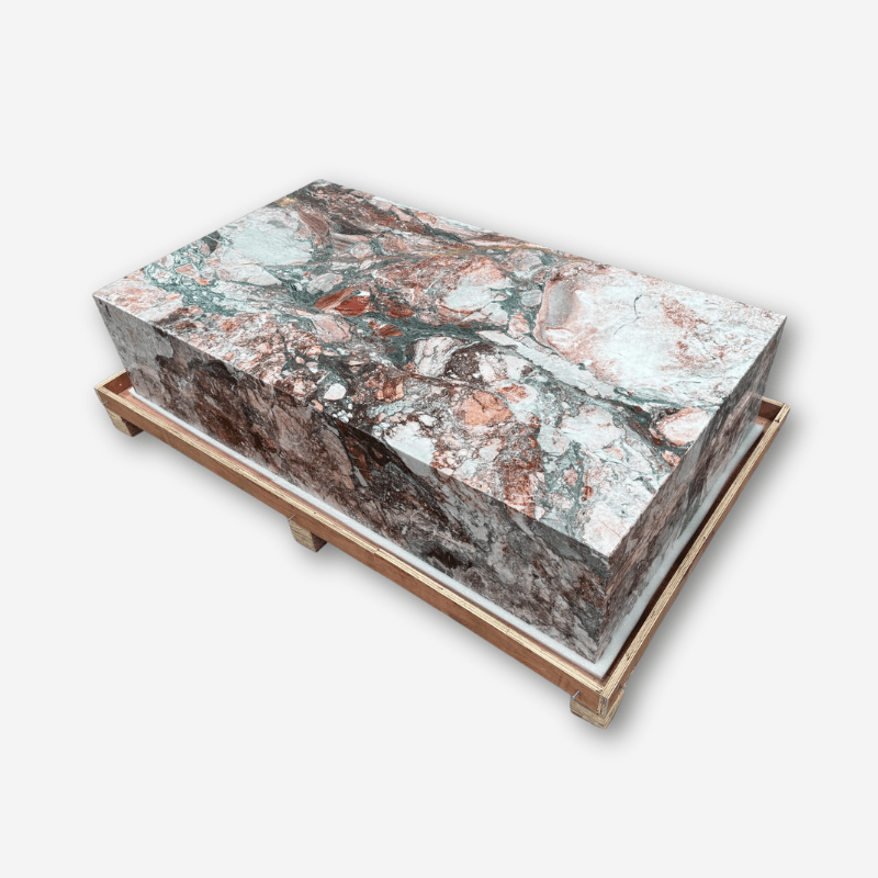 Block Coffee Table - Seasonal Pink Marble - Large natural stone furniture New Zealand - Natural Stone Co