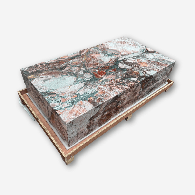 Block Coffee Table - Seasonal Pink Marble - Large natural stone furniture New Zealand - Natural Stone Co