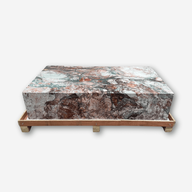 Block Coffee Table - Seasonal Pink Marble - Large natural stone furniture New Zealand - Natural Stone Co