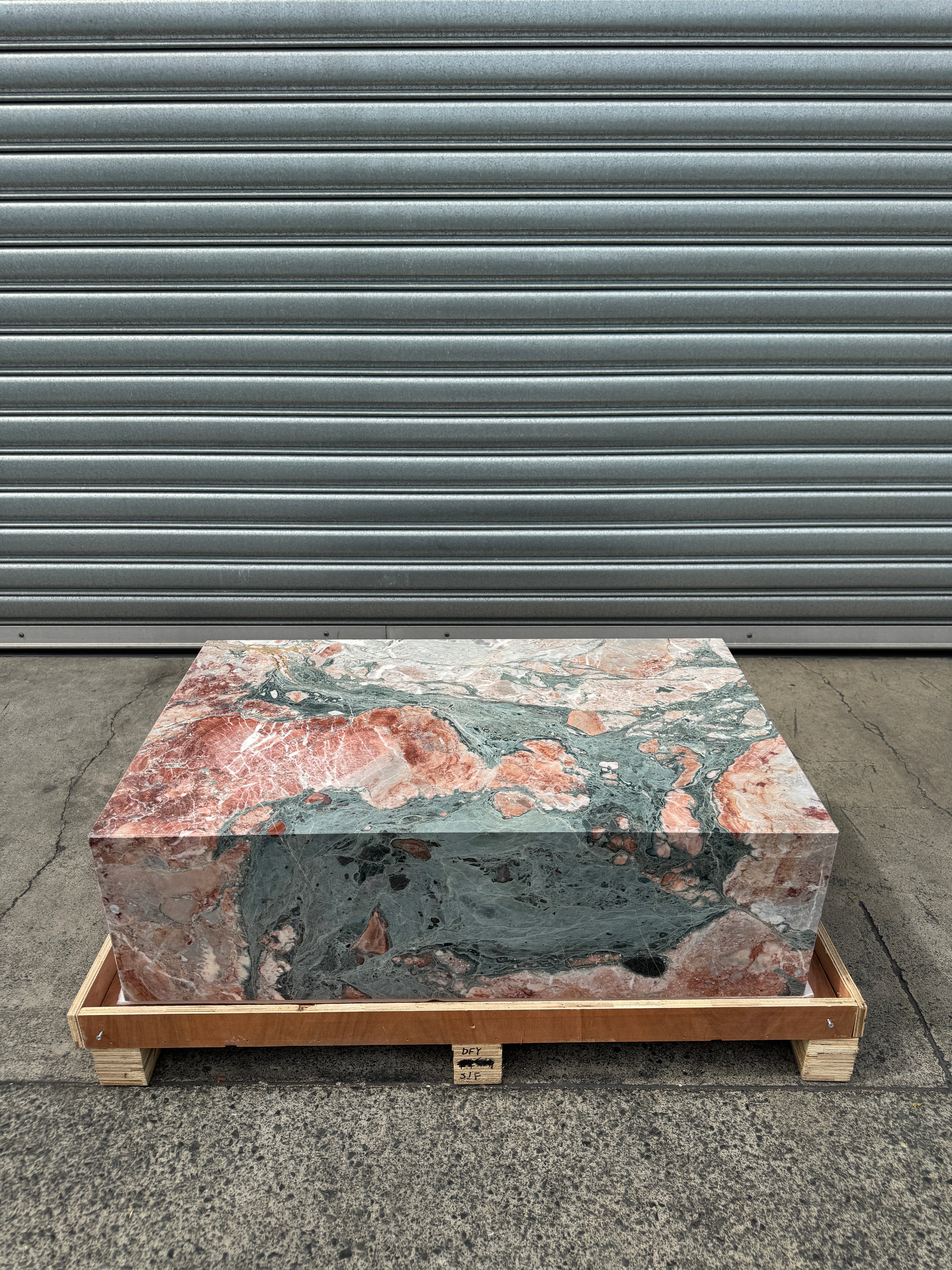 Block Coffee Table - Seasonal Pink Marble - Small natural stone furniture New Zealand - Natural Stone Co