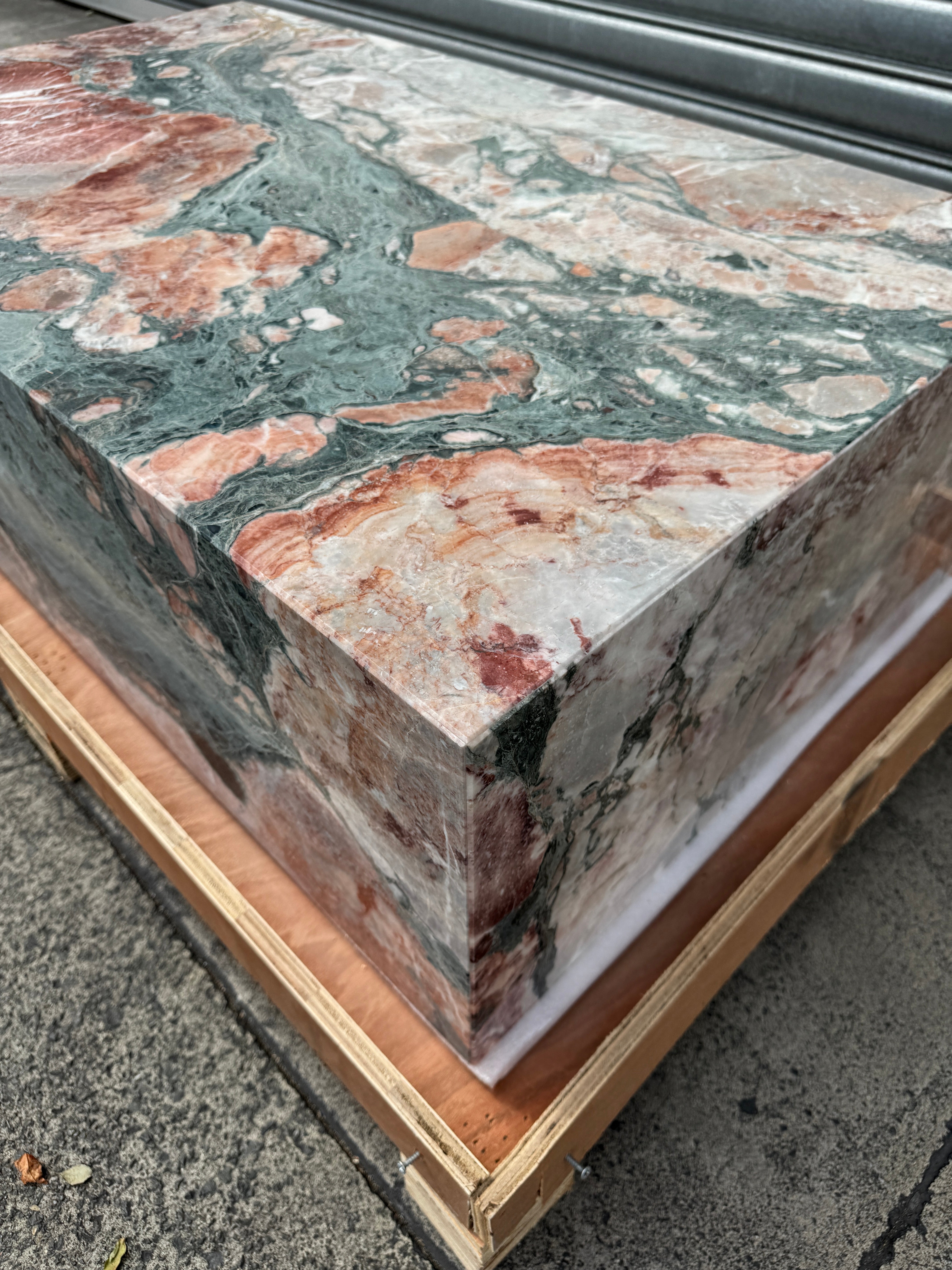 Block Coffee Table - Seasonal Pink Marble - Small natural stone furniture New Zealand - Natural Stone Co