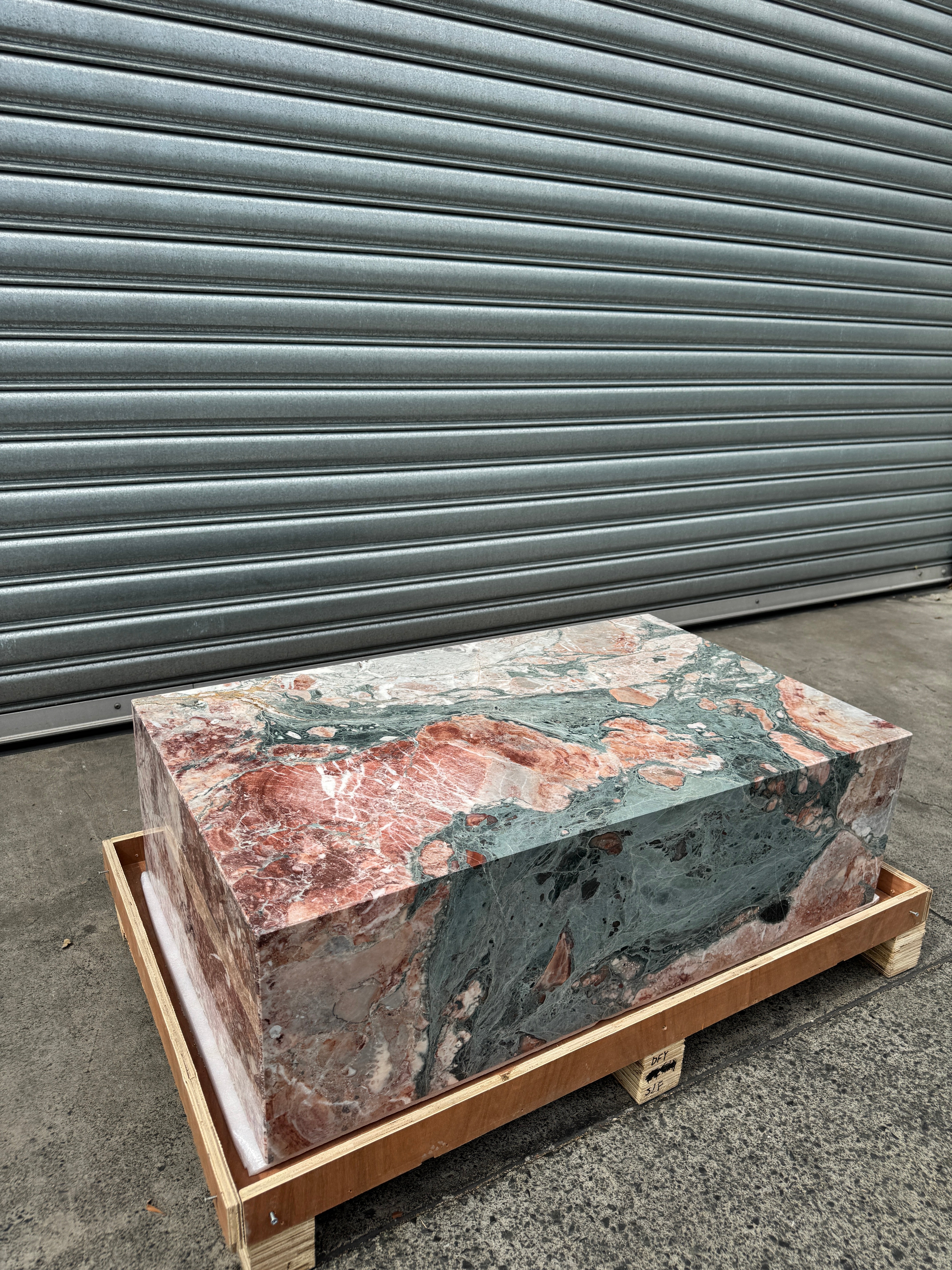 Block Coffee Table - Seasonal Pink Marble - Small natural stone furniture New Zealand - Natural Stone Co