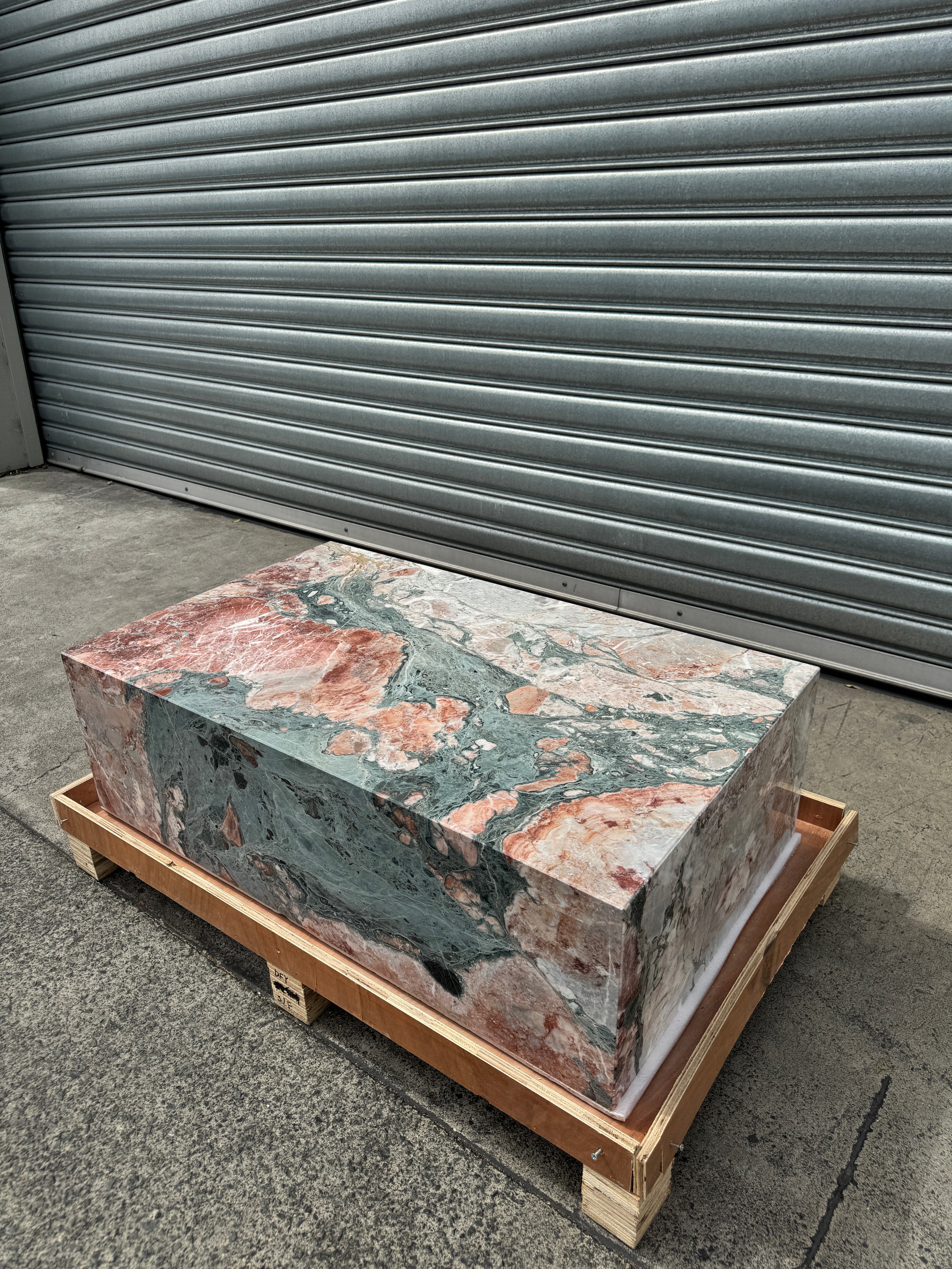 Block Coffee Table - Seasonal Pink Marble - Small natural stone furniture New Zealand - Natural Stone Co