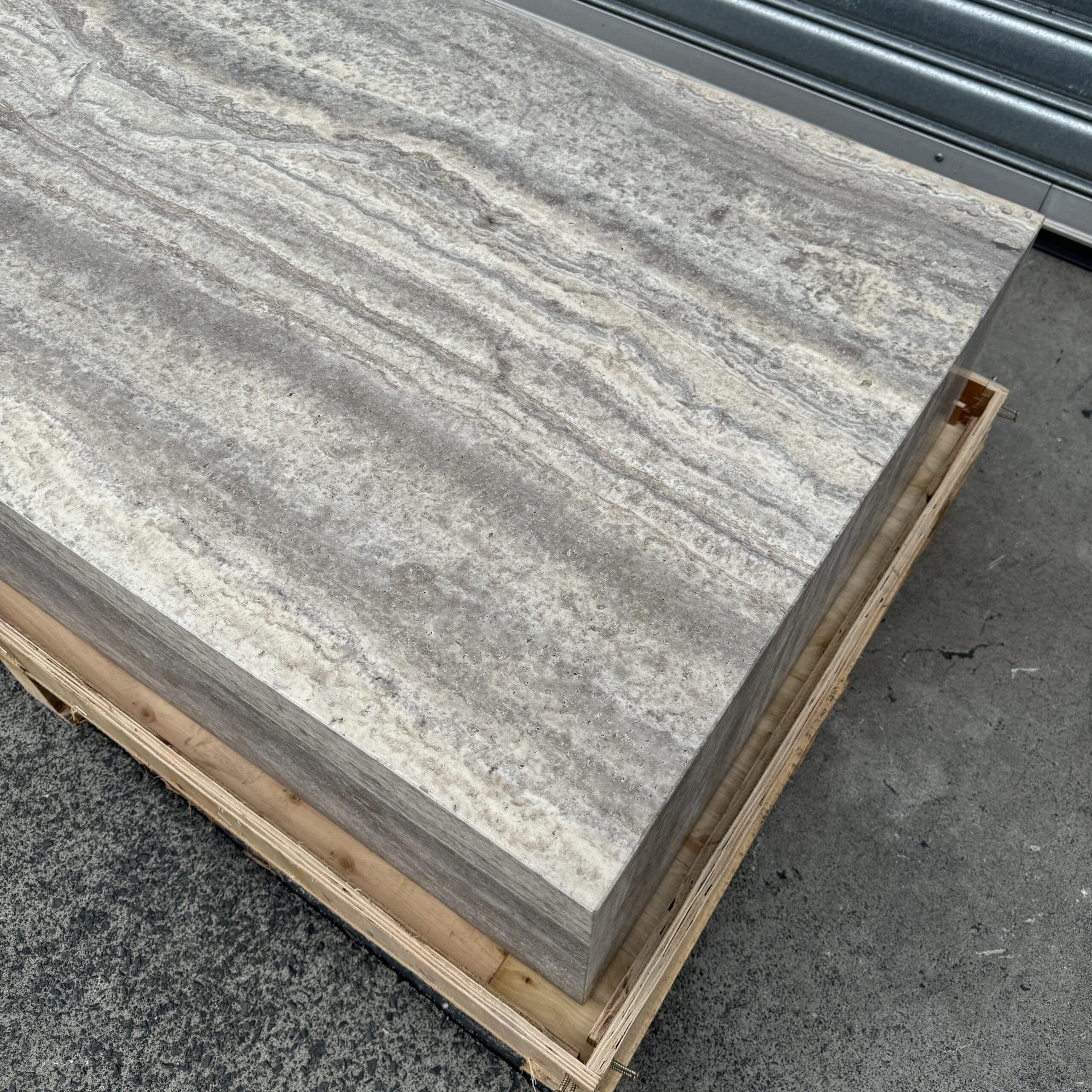 Block Coffee Table - Silver Travertine - Large natural stone furniture New Zealand - Natural Stone Co