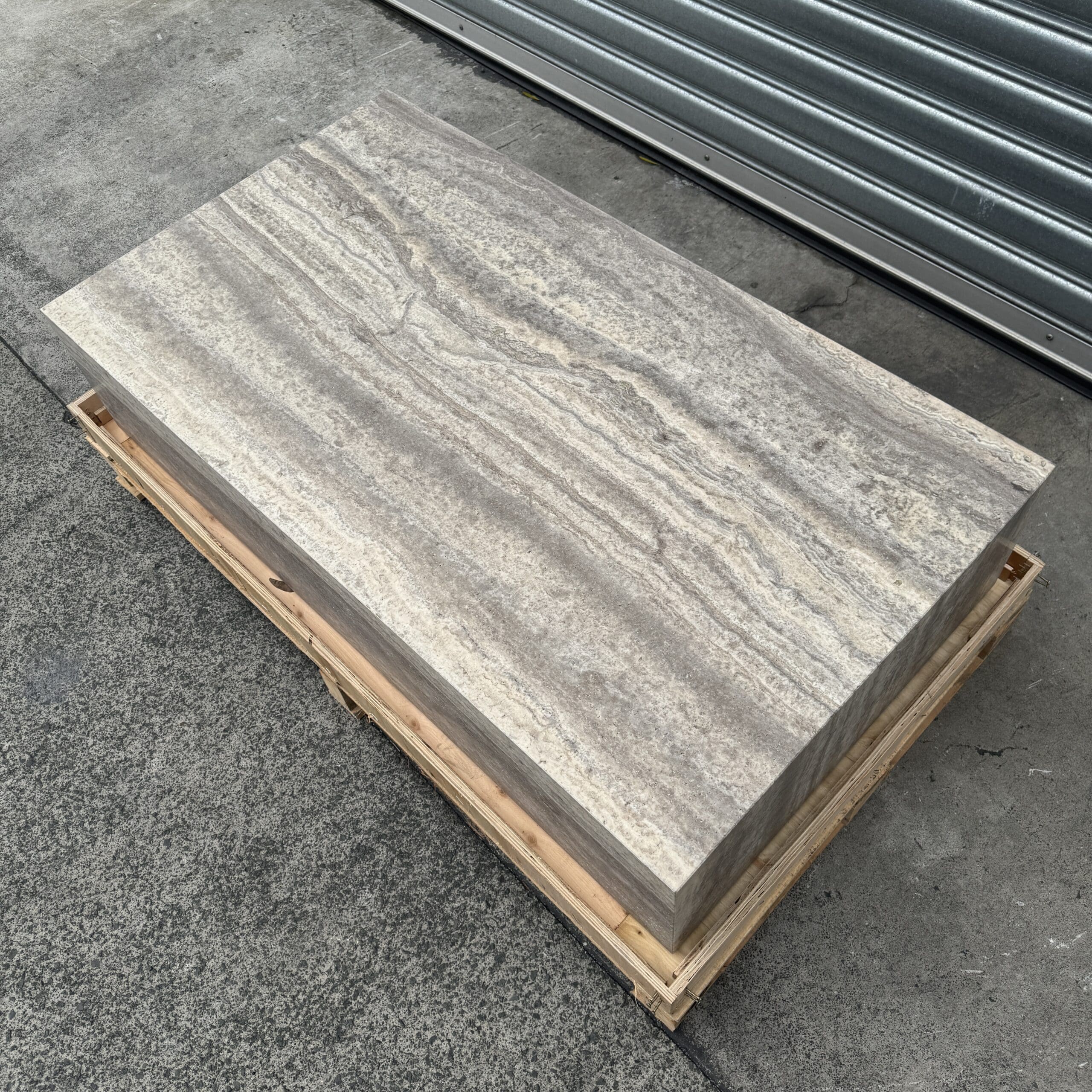 Block Coffee Table - Silver Travertine - Large natural stone furniture New Zealand - Natural Stone Co