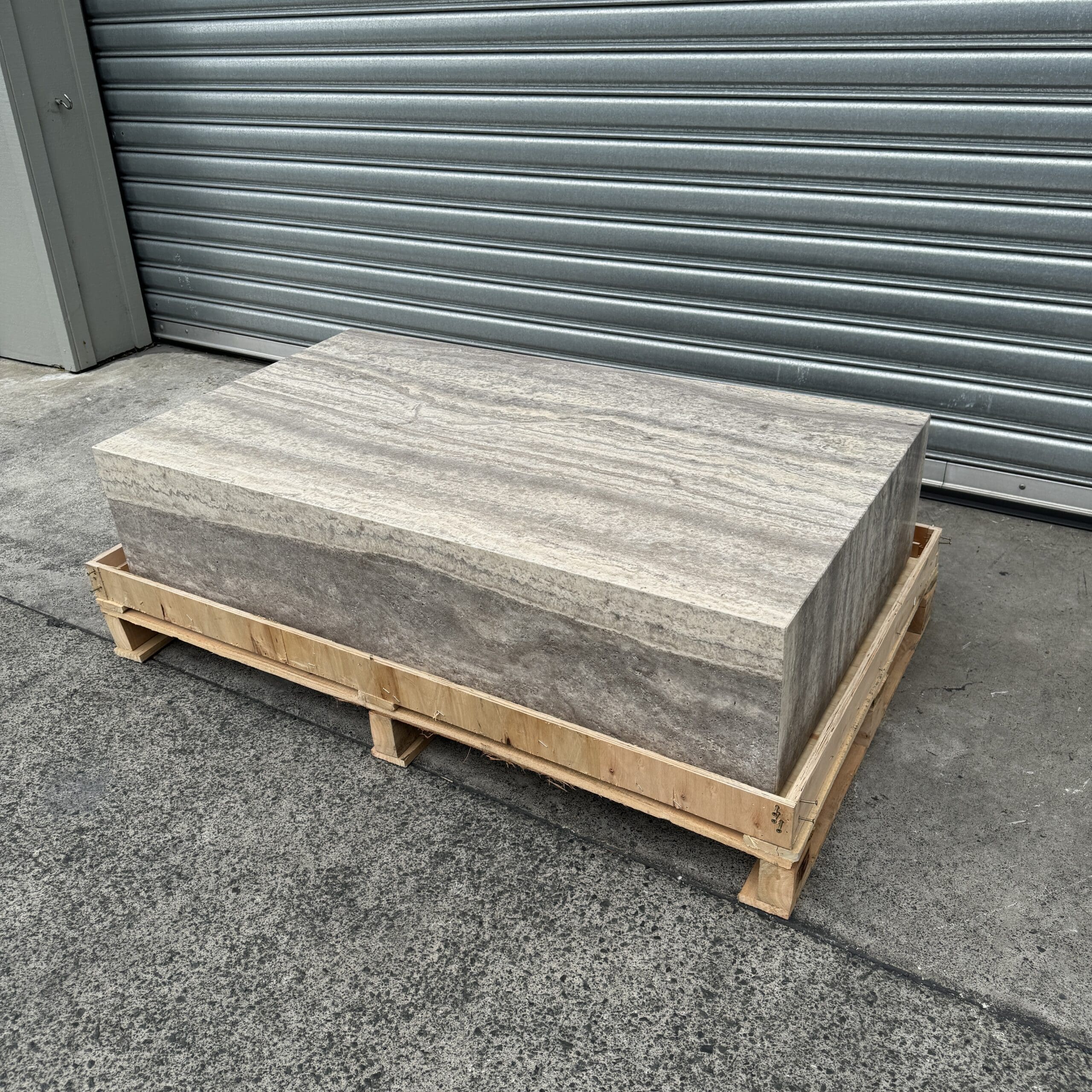 Block Coffee Table - Silver Travertine - Large natural stone furniture New Zealand - Natural Stone Co