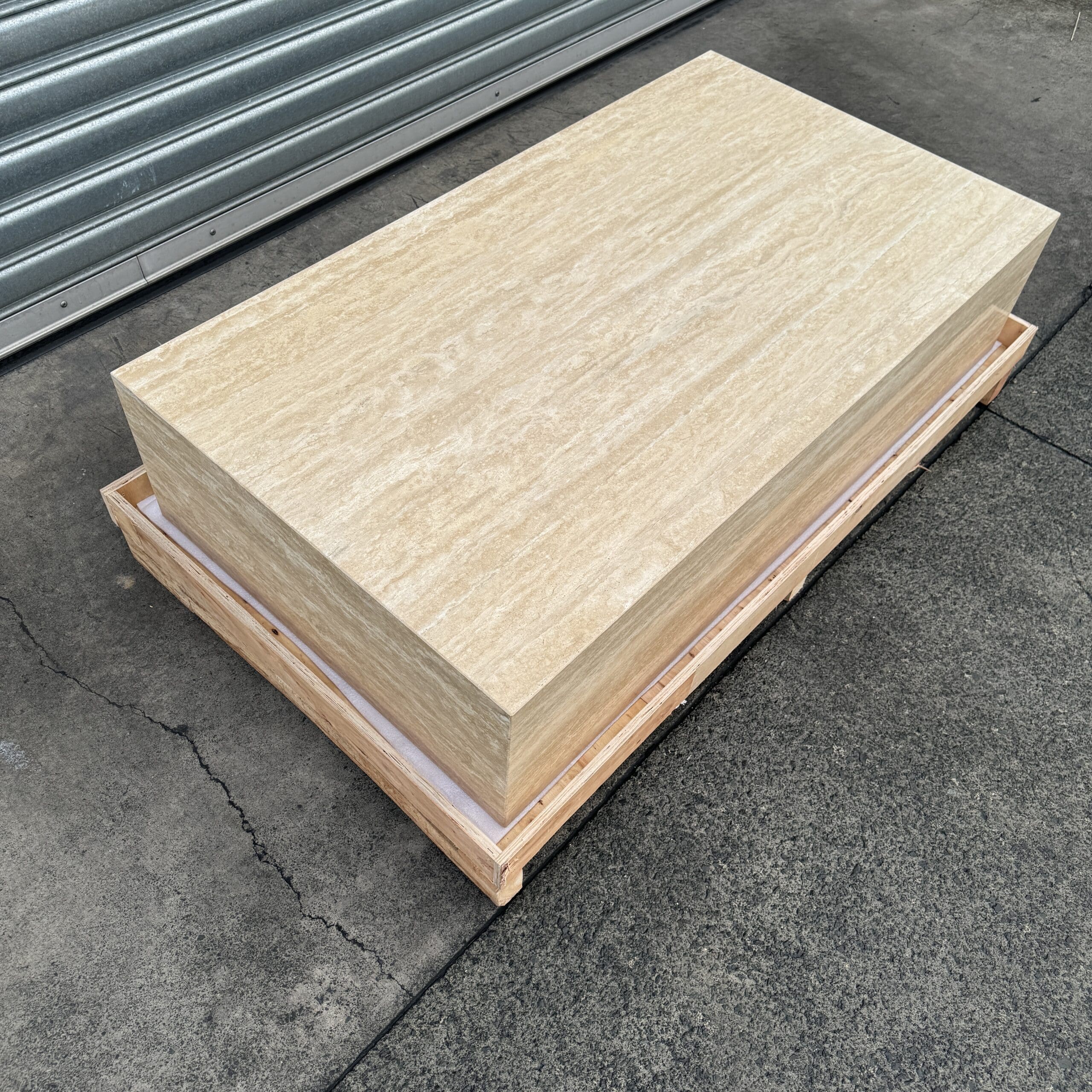 Block Coffee Table - Veincut Travertine - Large natural stone furniture New Zealand - Natural Stone Co