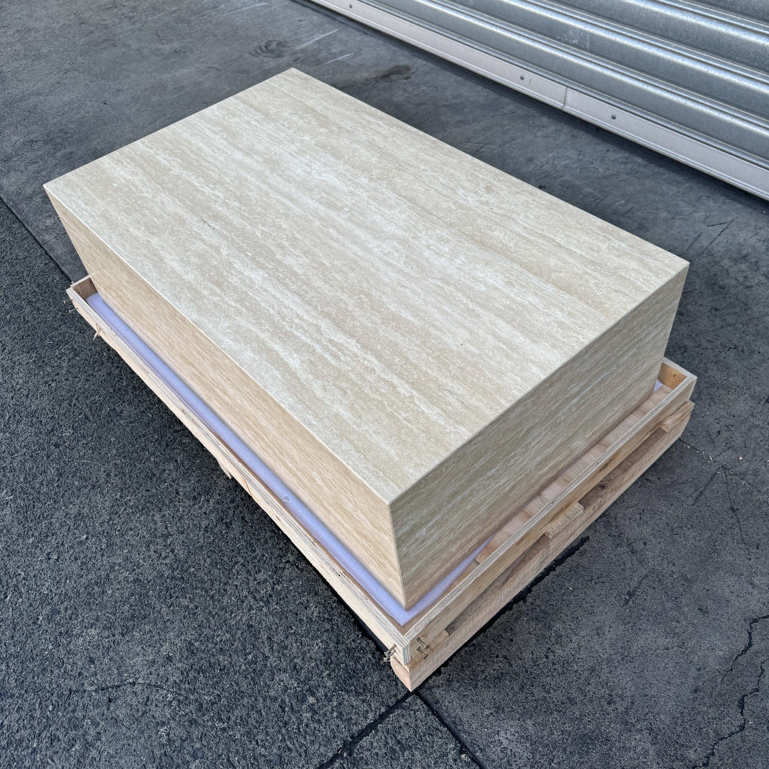 Block Coffee Table - Veincut Travertine - Small natural stone furniture New Zealand - Natural Stone Co