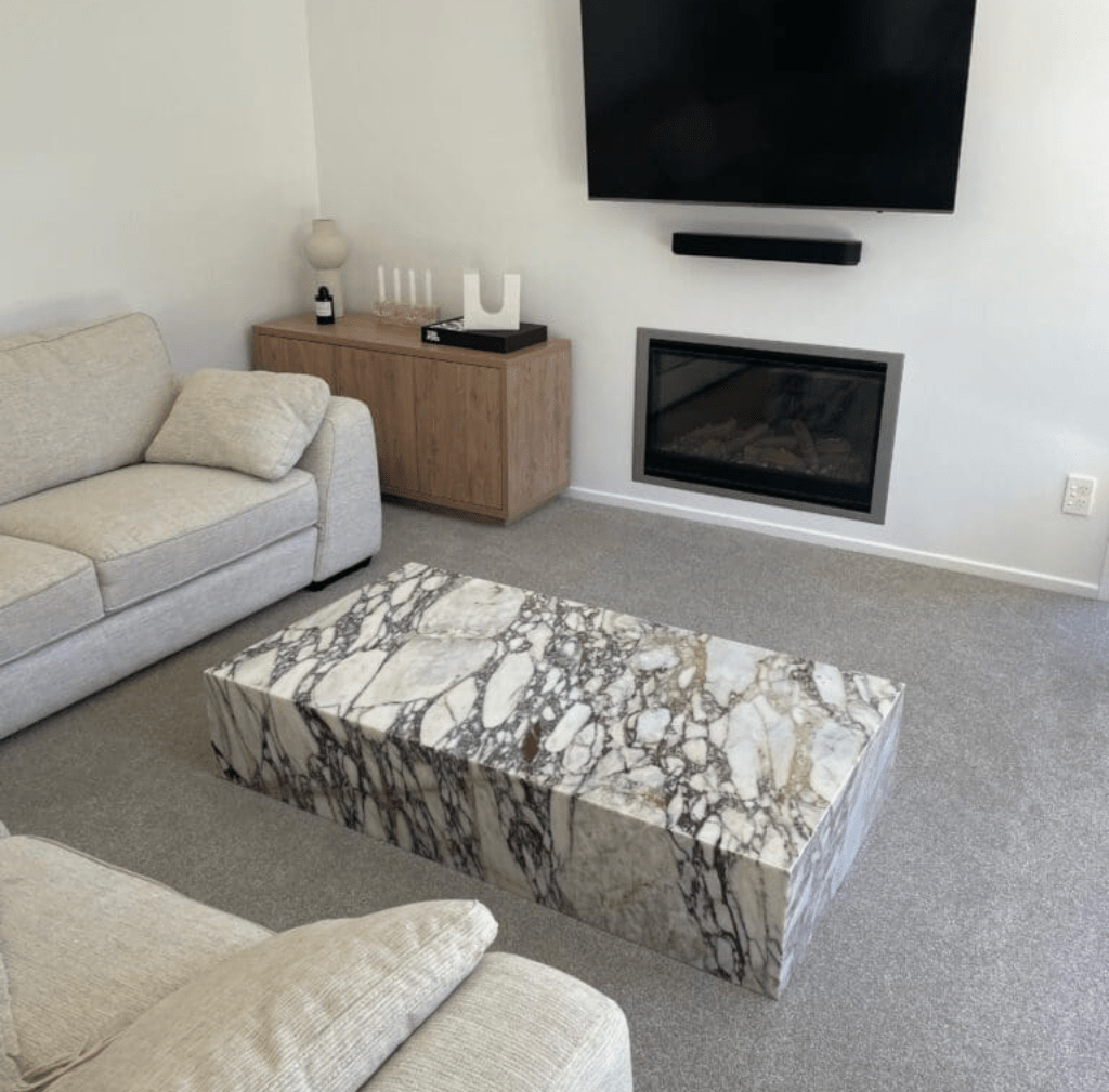Block Coffee Table - Viola Calacatta Marble - Large natural stone furniture New Zealand - Natural Stone Co