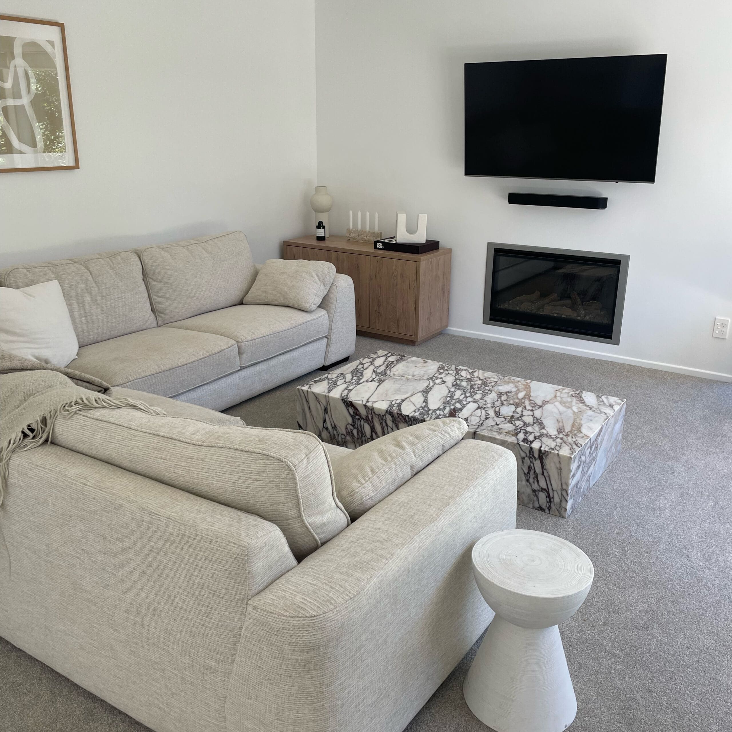 Block Coffee Table - Viola Calacatta Marble - Large natural stone furniture New Zealand - Natural Stone Co