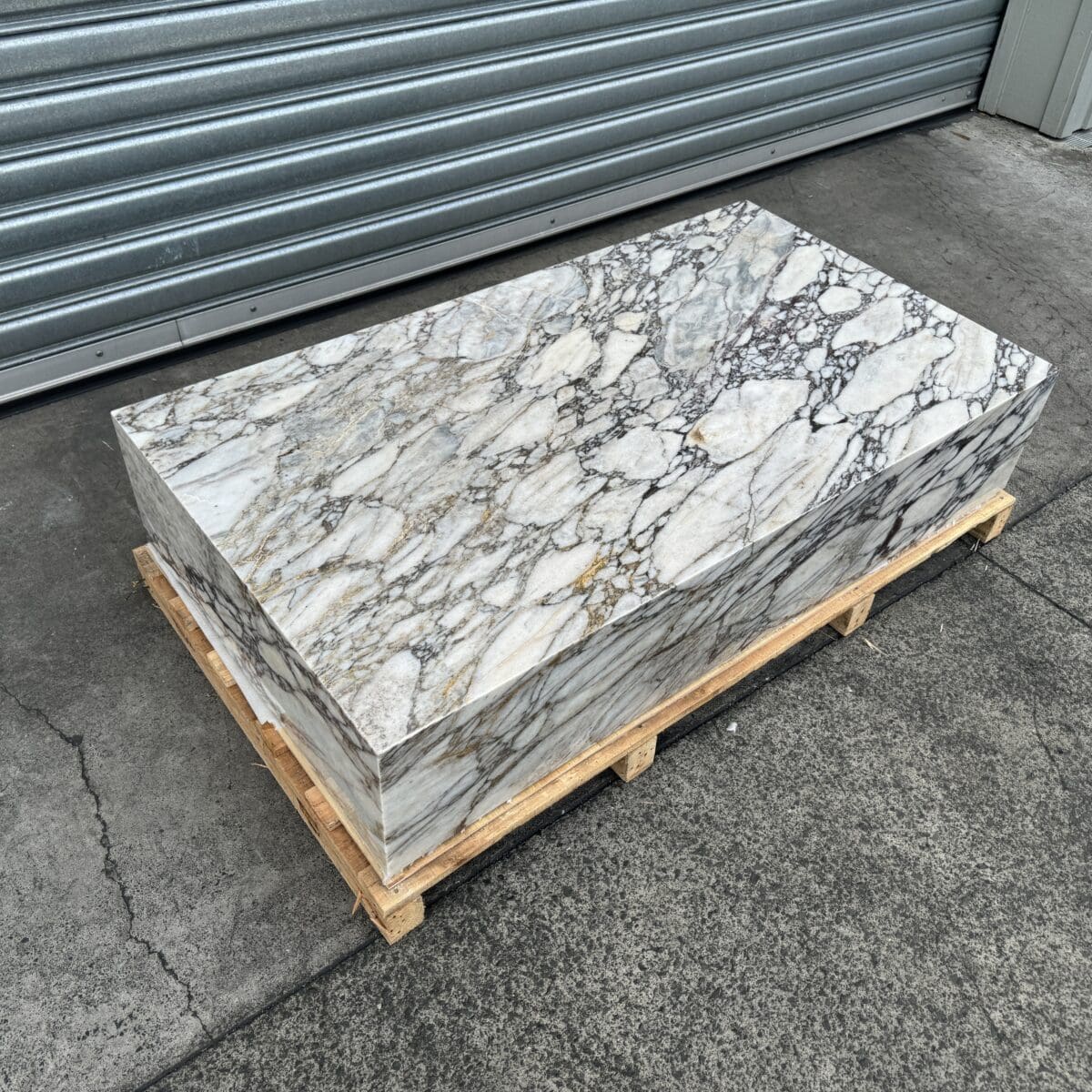 Block Coffee Table - Viola Calacatta Marble - Large natural stone furniture New Zealand - Natural Stone Co