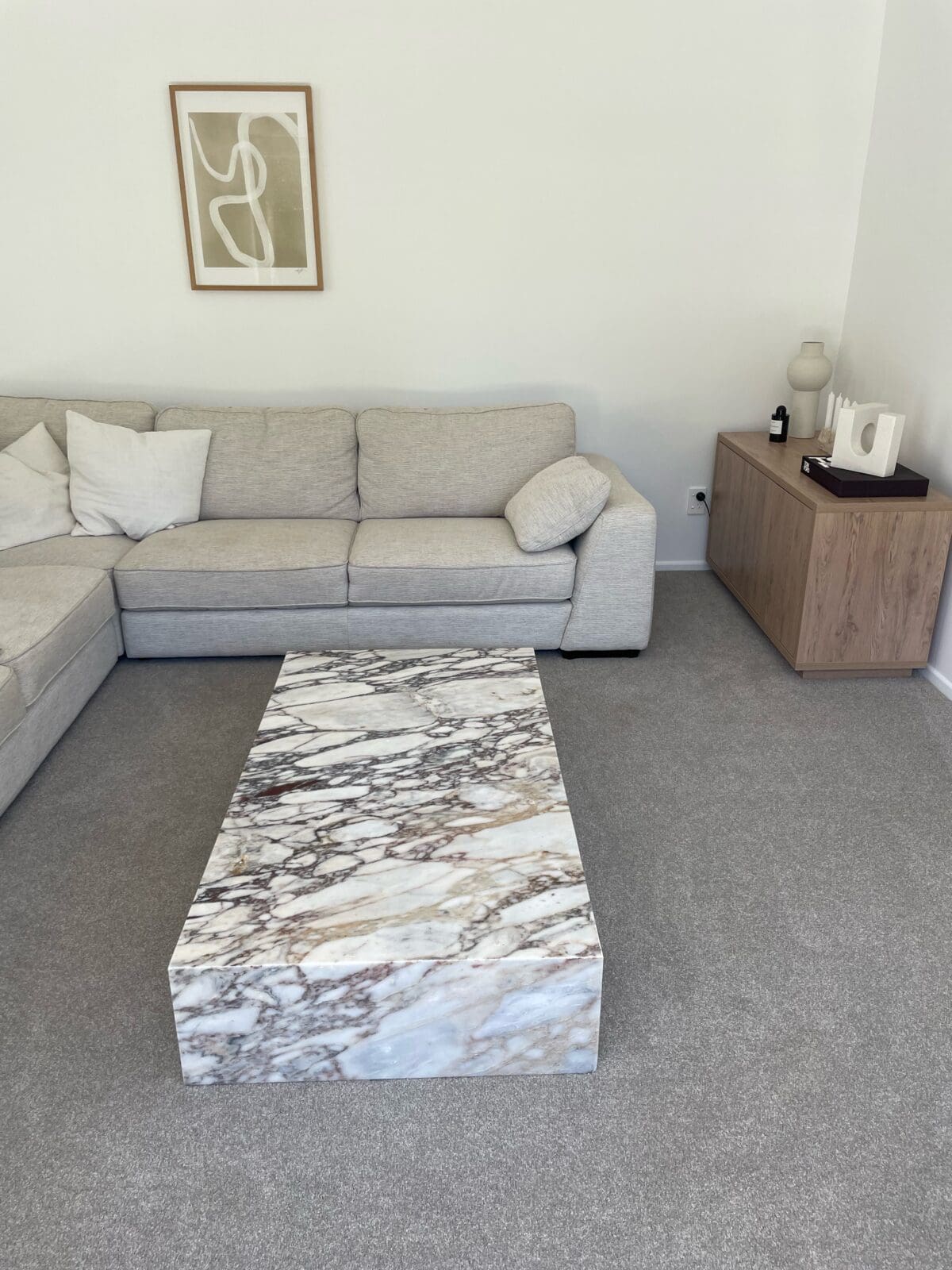 Block Coffee Table - Viola Calacatta Marble - Large natural stone furniture New Zealand - Natural Stone Co