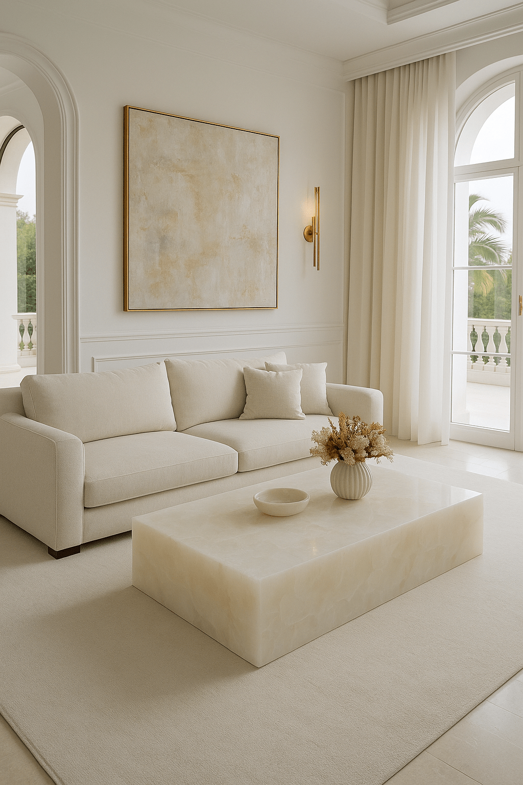Block Coffee Table - White Onyx - Large natural stone furniture New Zealand - Natural Stone Co