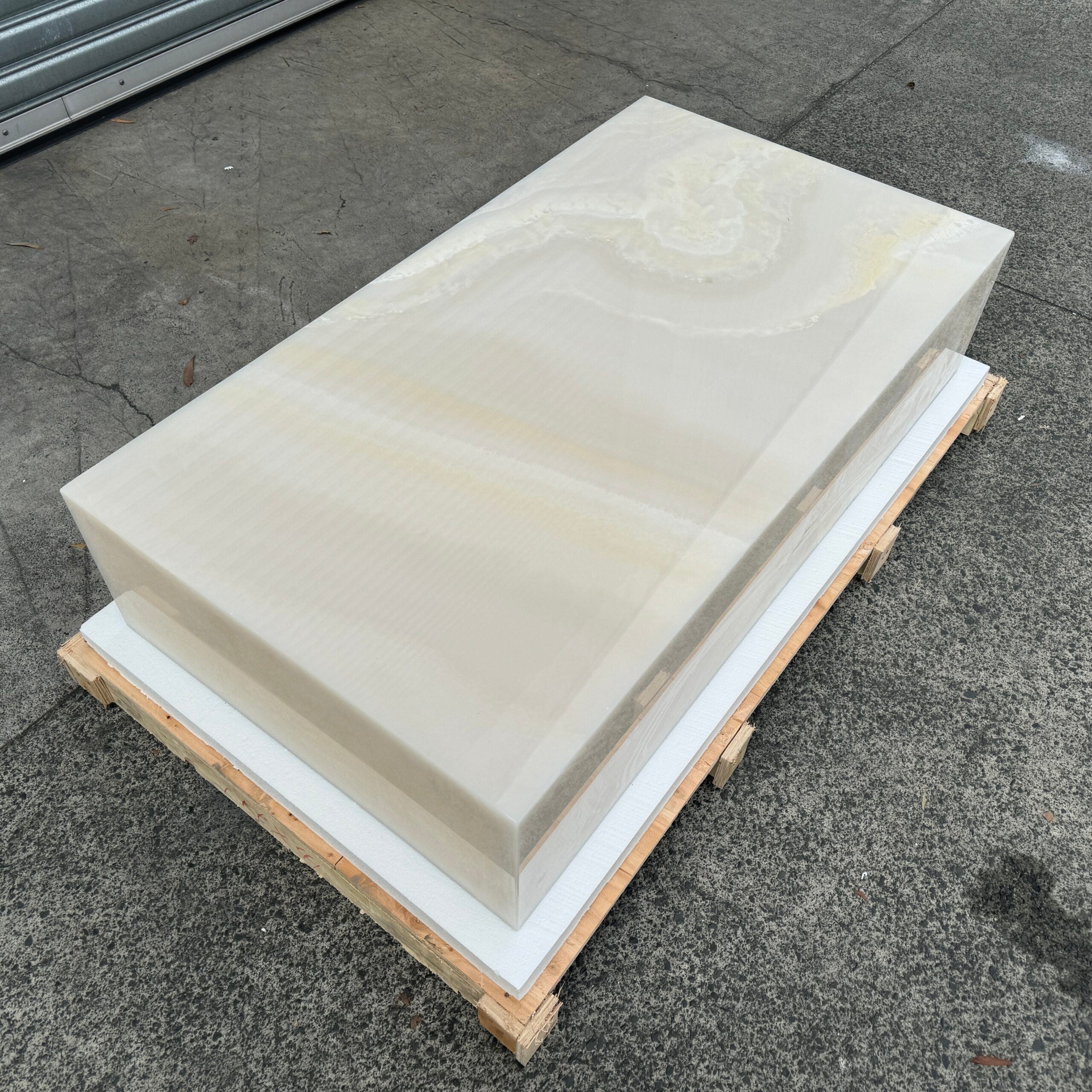 Block Coffee Table - White Onyx - Large natural stone furniture New Zealand - Natural Stone Co