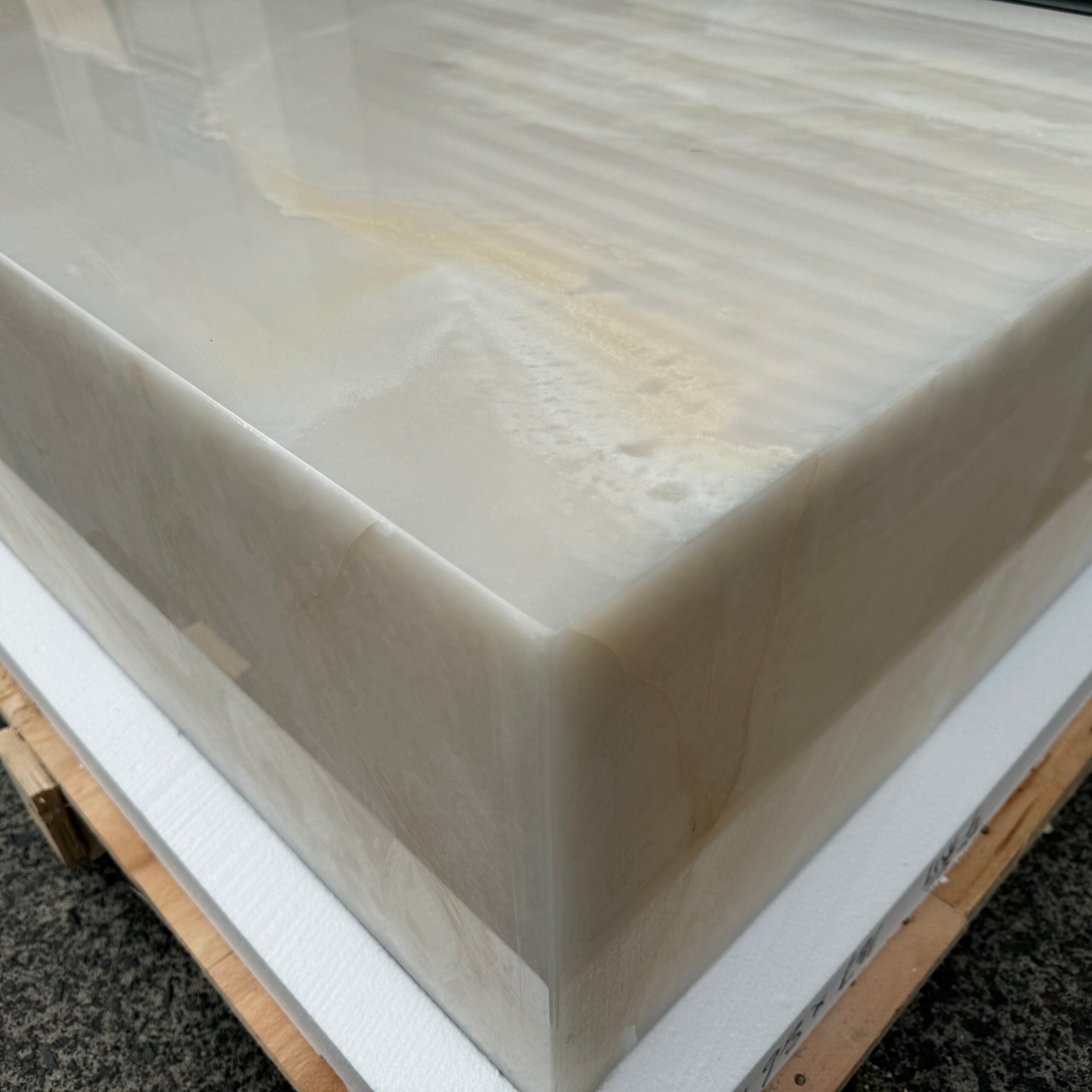 Block Coffee Table - White Onyx - Large natural stone furniture New Zealand - Natural Stone Co
