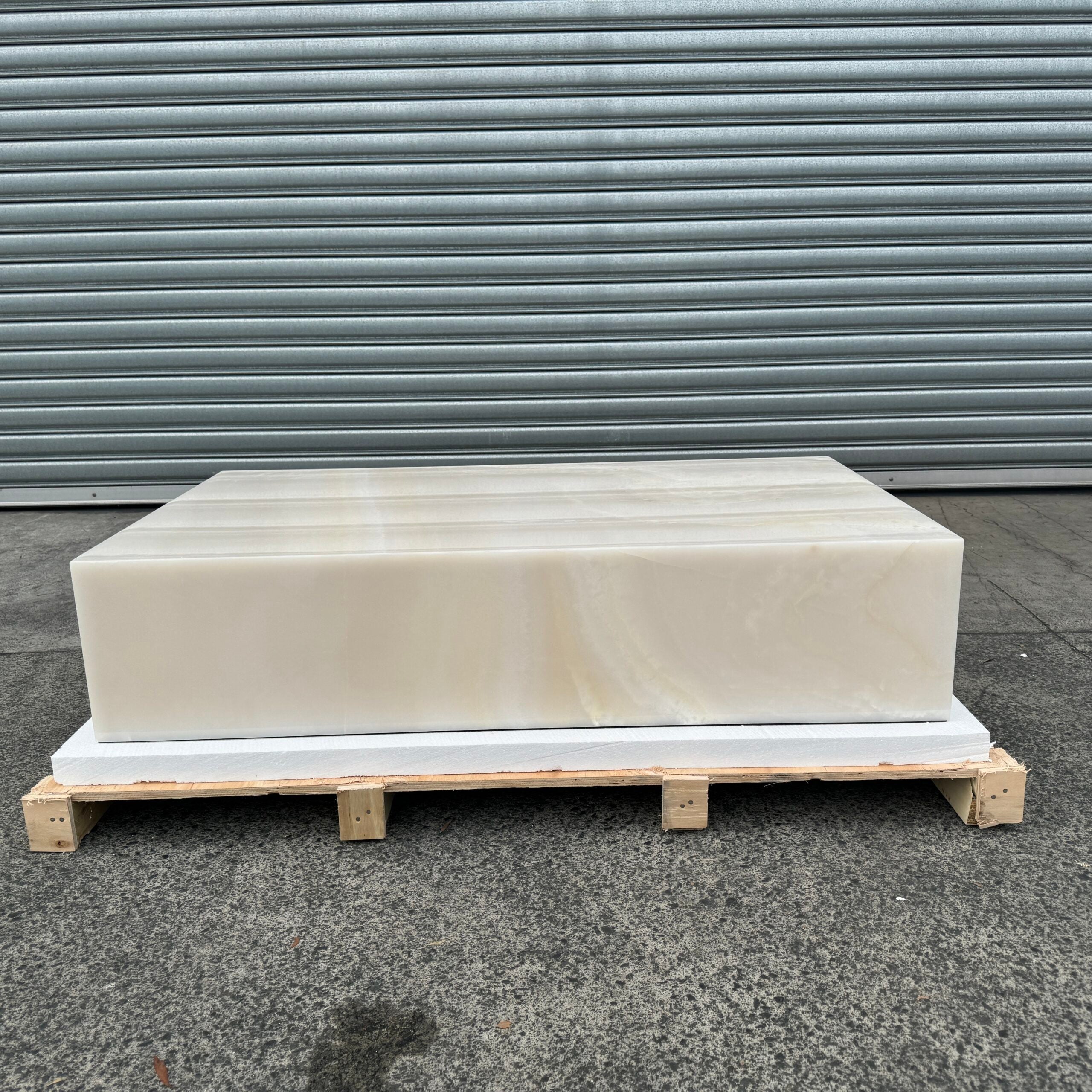 Block Coffee Table - White Onyx - Large natural stone furniture New Zealand - Natural Stone Co