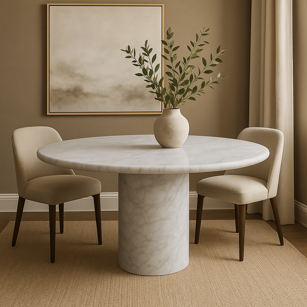 Court Dining Table - Carrara Marble natural stone furniture New Zealand - Natural Stone Co