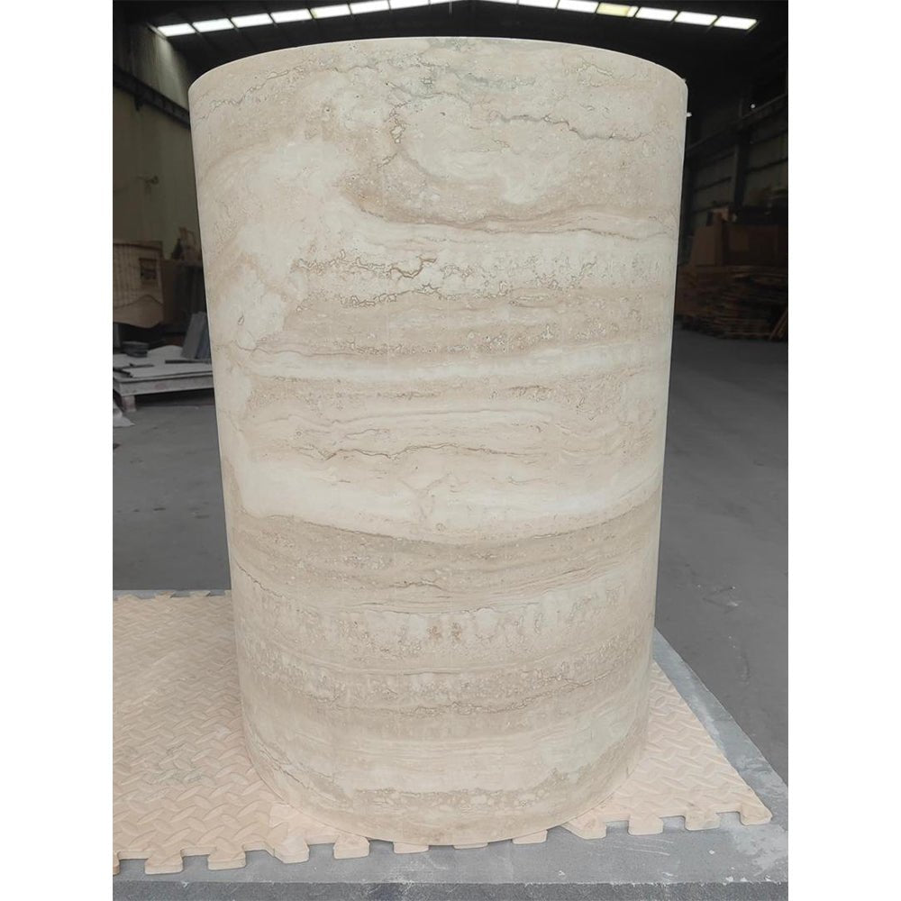 Court Dining Table - Italian Super White Travertine natural stone furniture New Zealand - Natural Stone Co