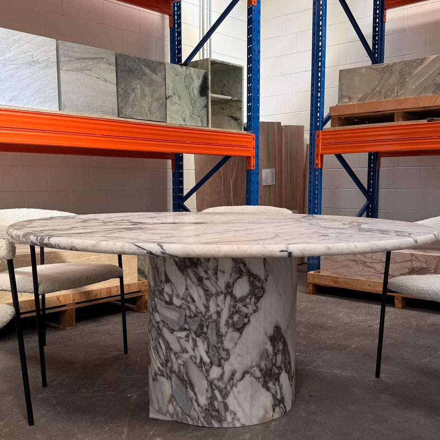Court Dining Table - Milky Blue Marble natural stone furniture New Zealand - Natural Stone Co