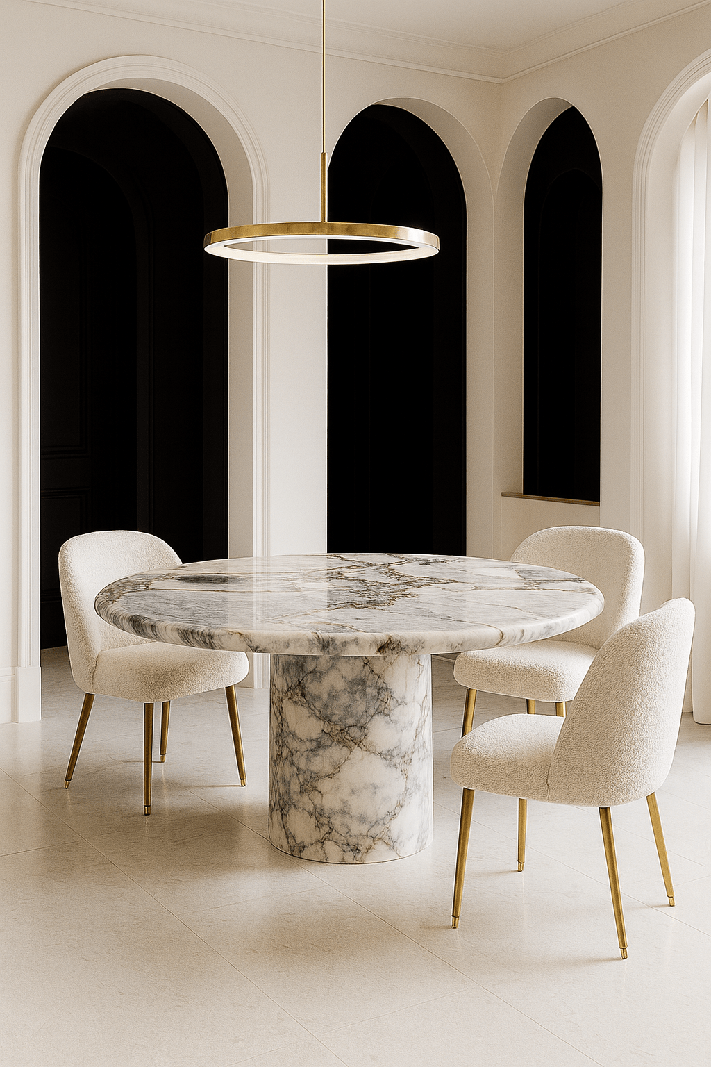 Court Dining Table - Milky Blue Marble natural stone furniture New Zealand - Natural Stone Co