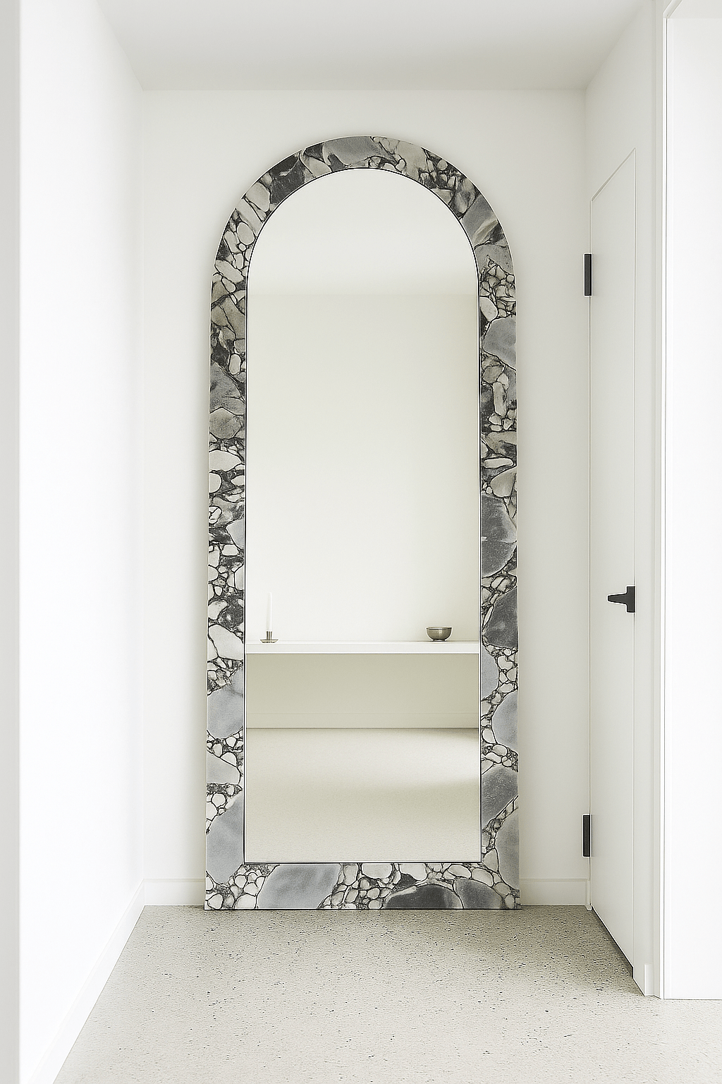 Crescent Arch Mirror - Milky Blue - Pre - Order natural stone furniture New Zealand - Natural Stone Co