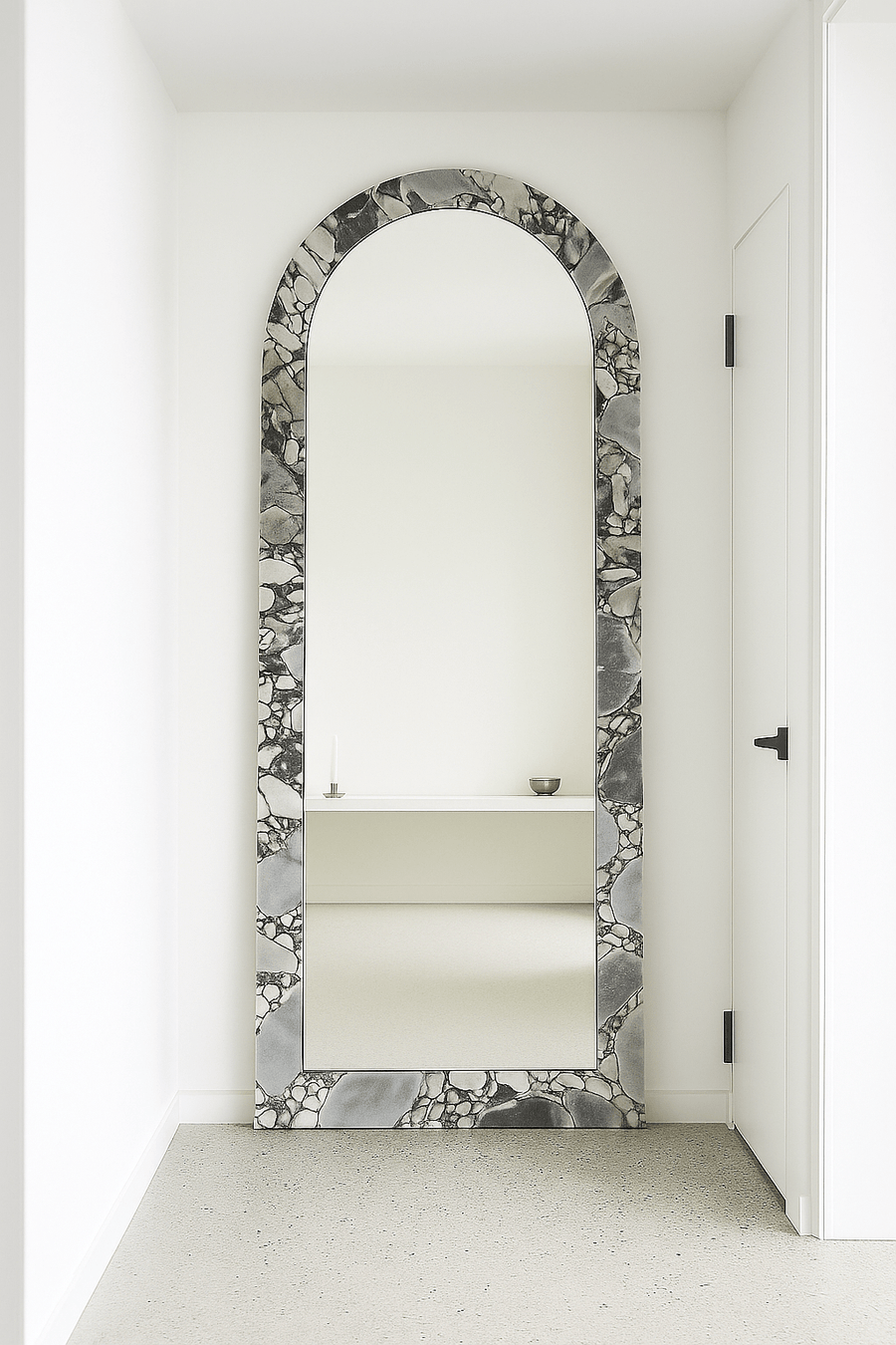 Crescent Arch Mirror - Milky Blue - Pre - Order natural stone furniture New Zealand - Natural Stone Co