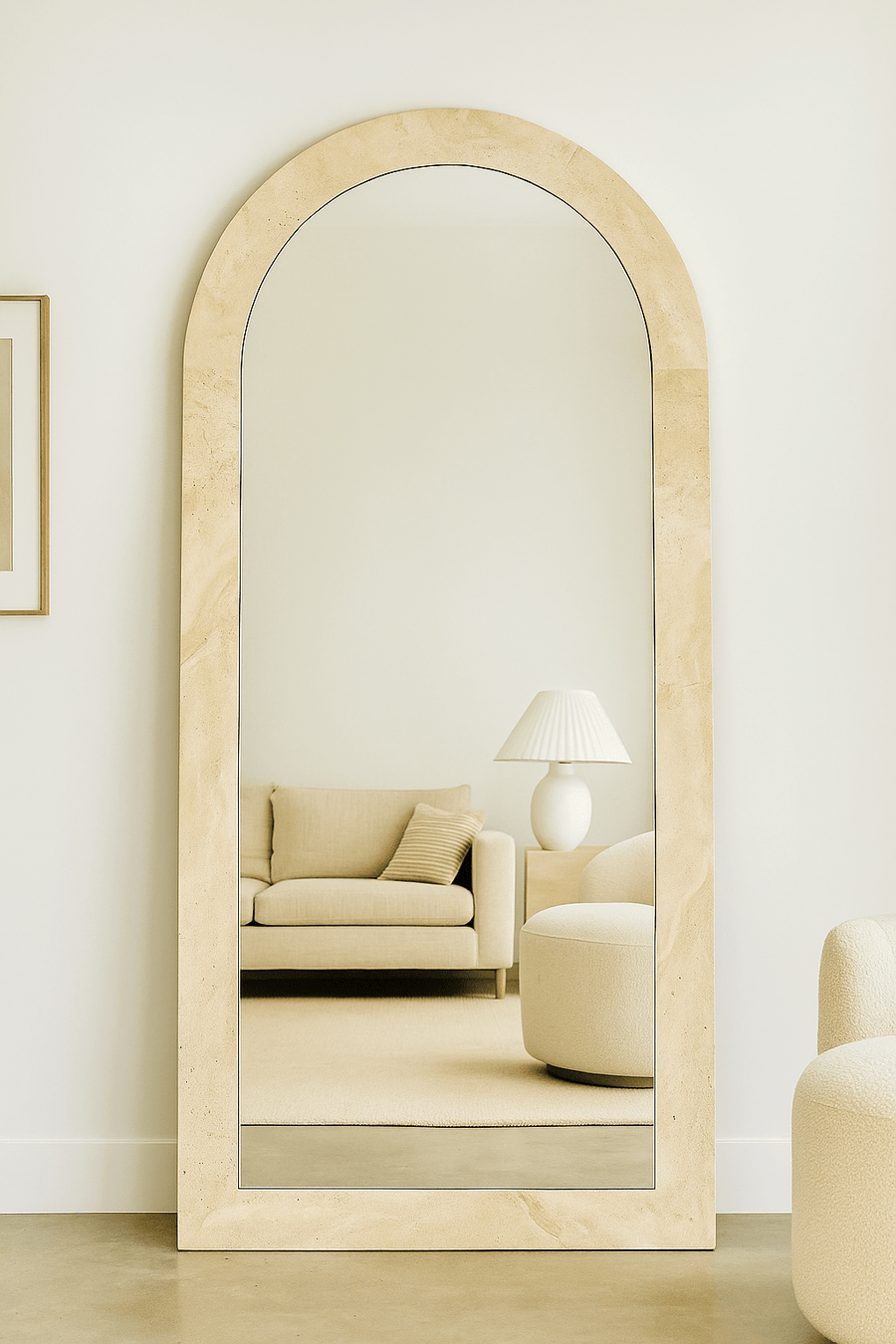 Crescent Arch Mirror - Travertine - Pre - Orde natural stone furniture New Zealand - Natural Stone Co