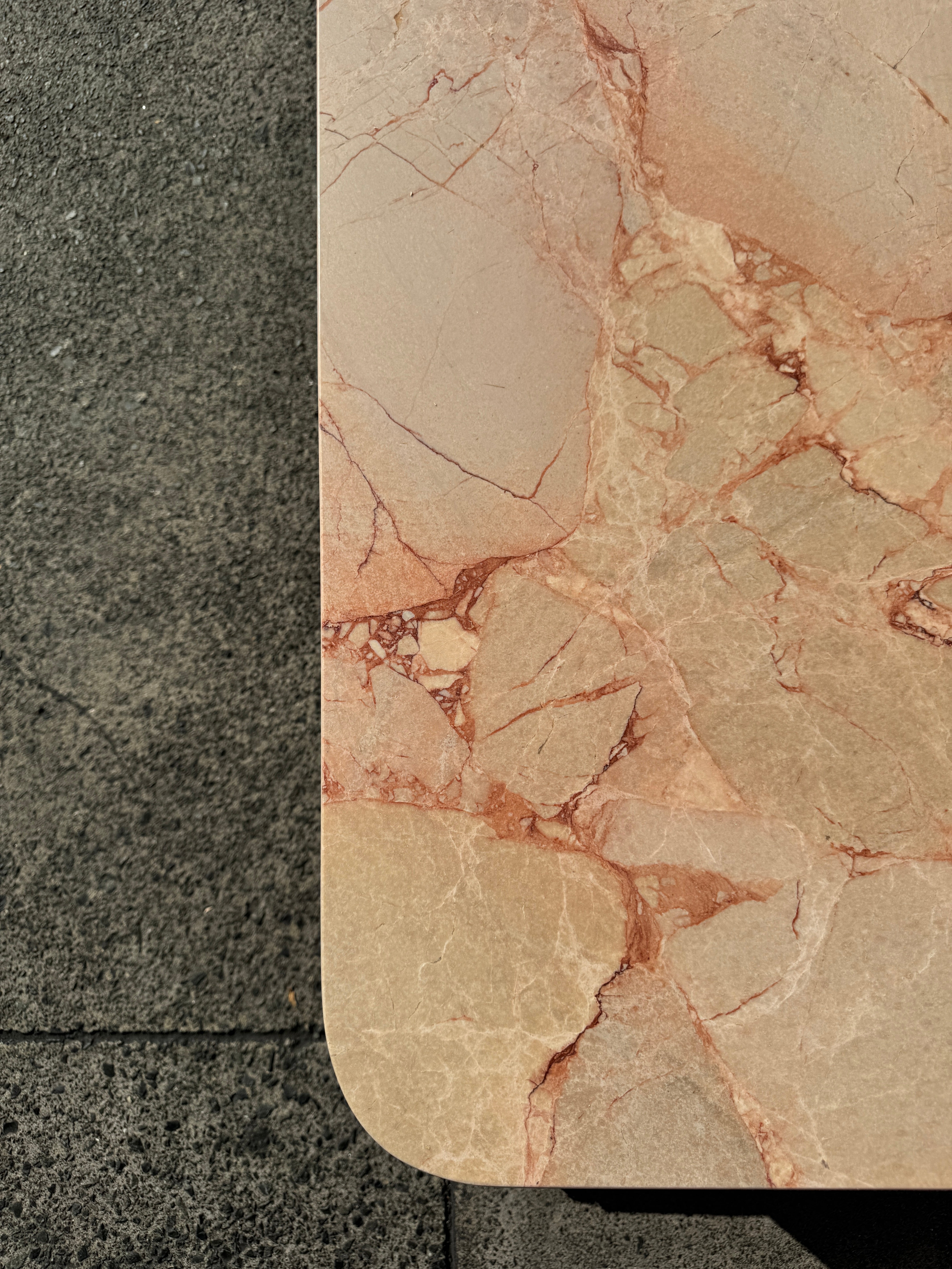 Crescent Corner Coffee Table - Pearl Pink Blush Marble natural stone furniture New Zealand - Natural Stone Co