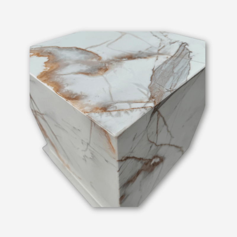 Cube Side Table - Gold Calacatta Marble natural stone furniture New Zealand - Natural Stone Co