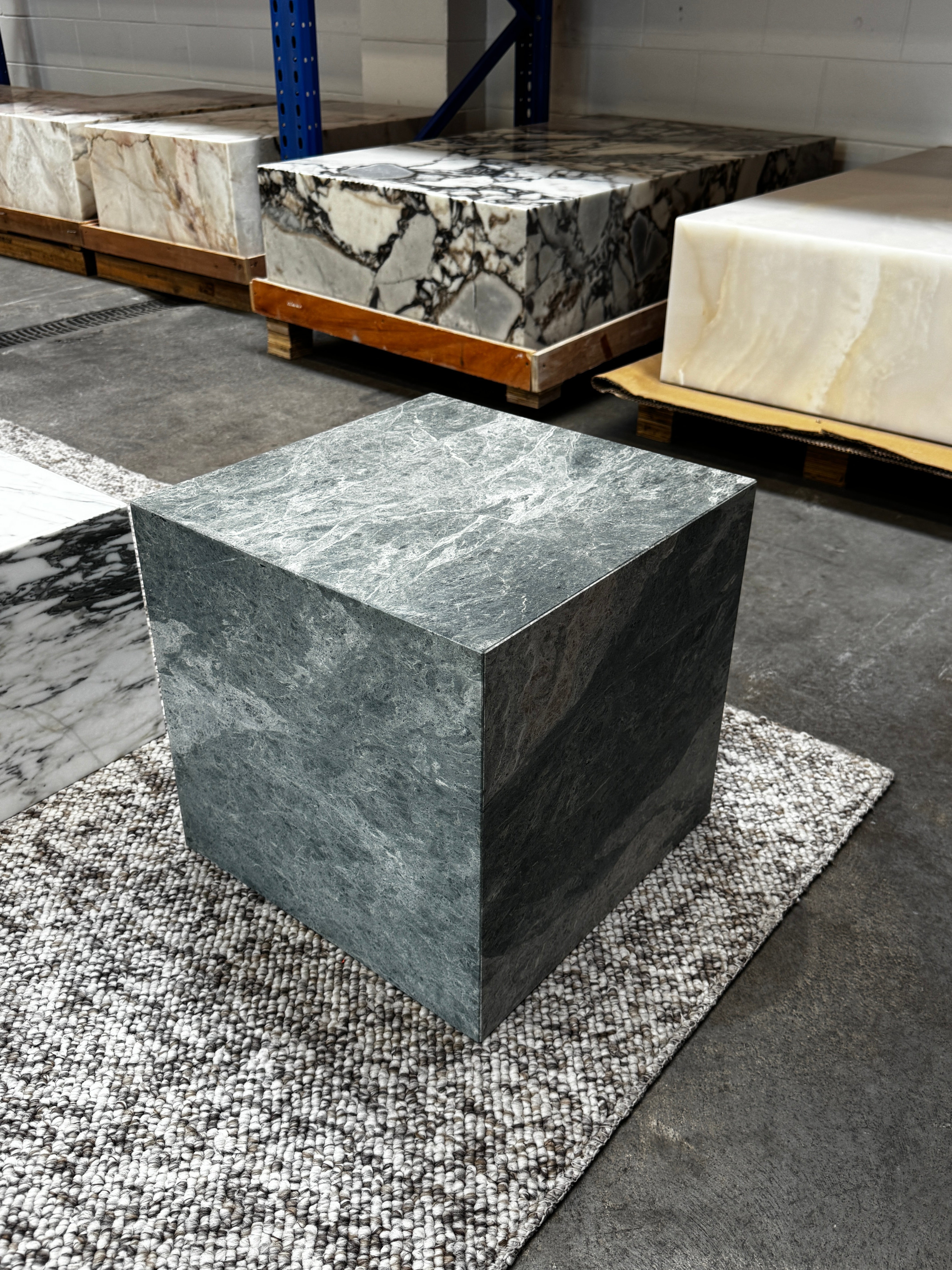 Cube Side Table - Green Marble natural stone furniture New Zealand - Natural Stone Co