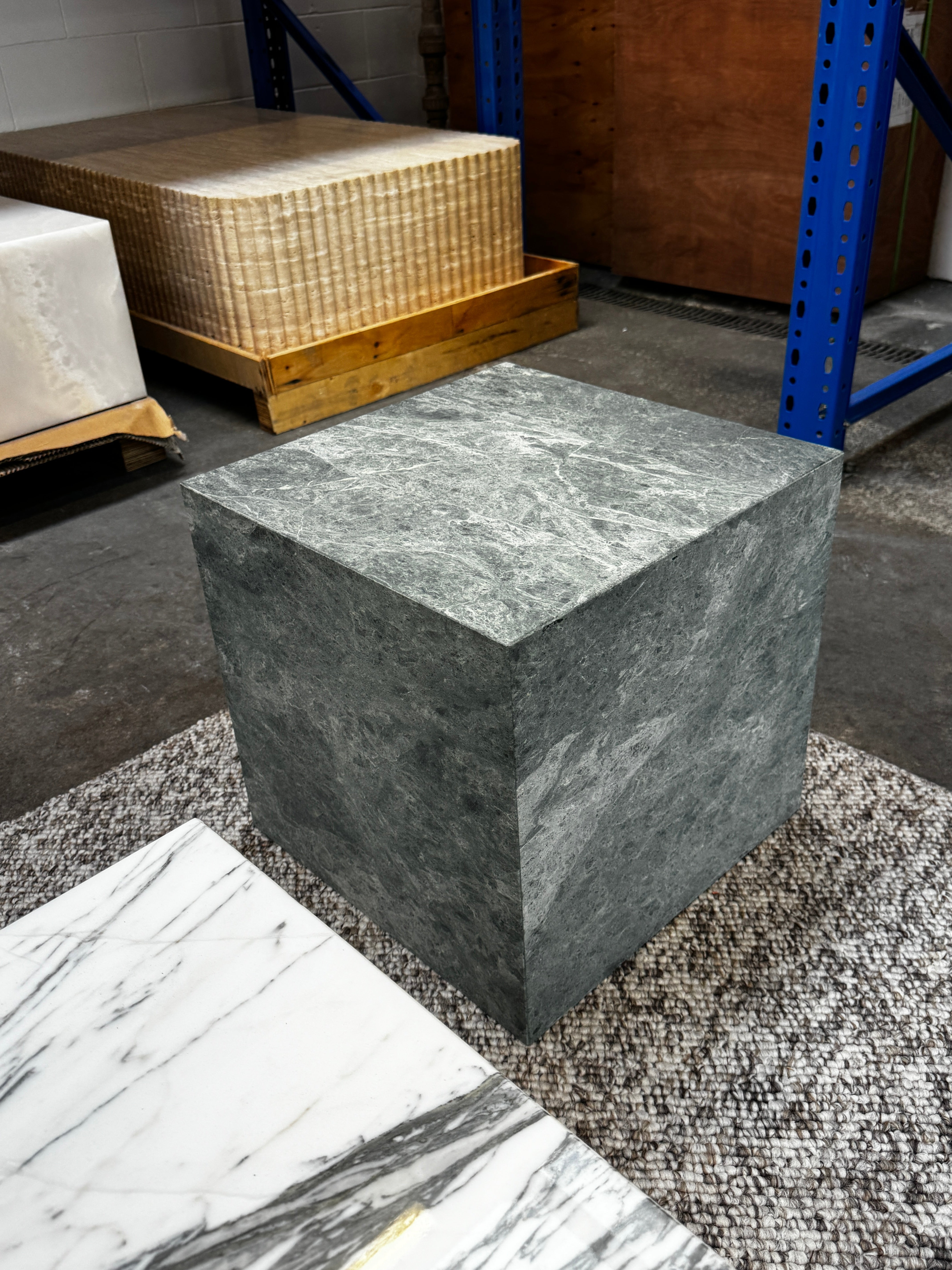 Cube Side Table - Green Marble natural stone furniture New Zealand - Natural Stone Co