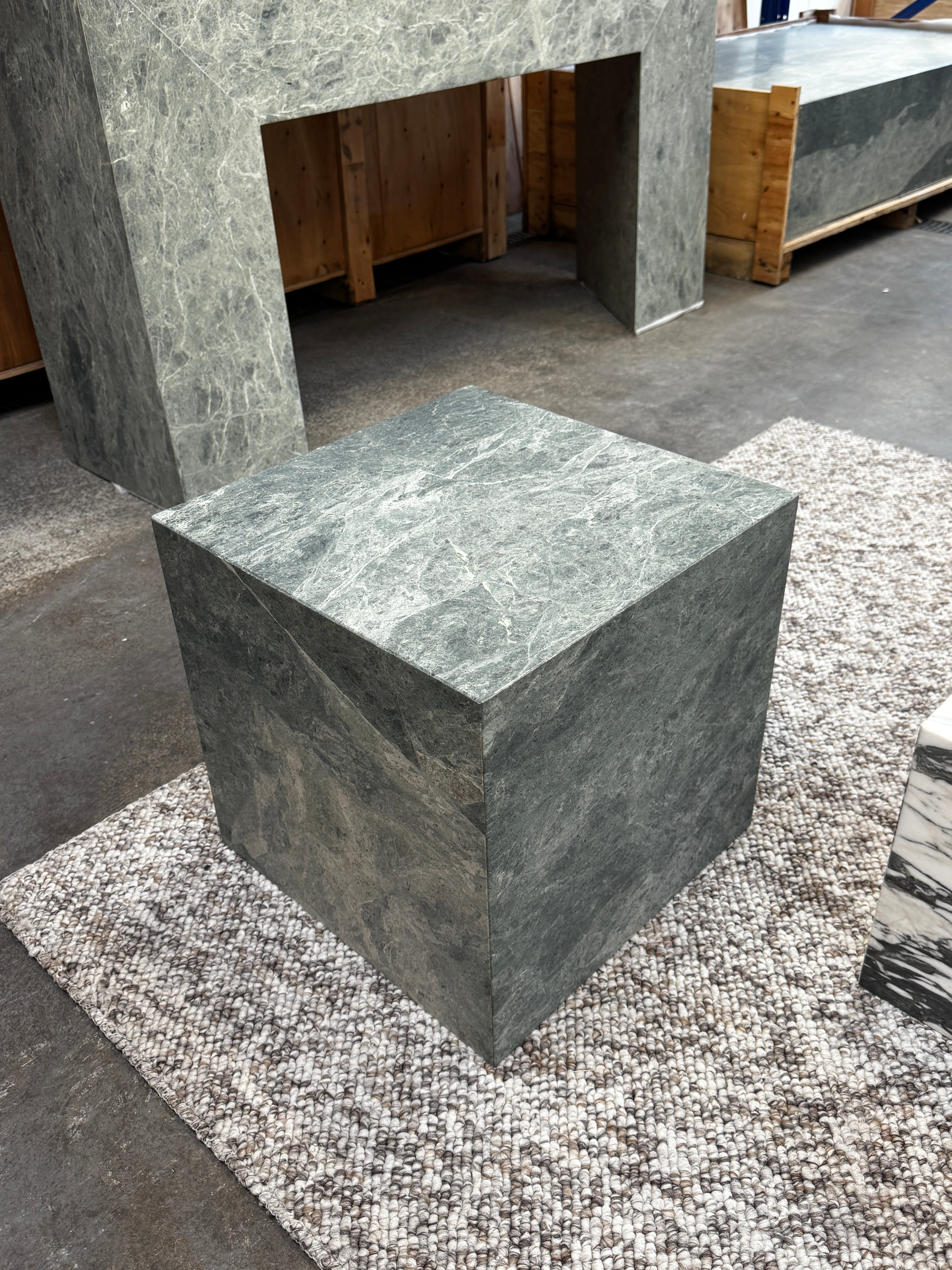 Cube Side Table - Green Marble natural stone furniture New Zealand - Natural Stone Co