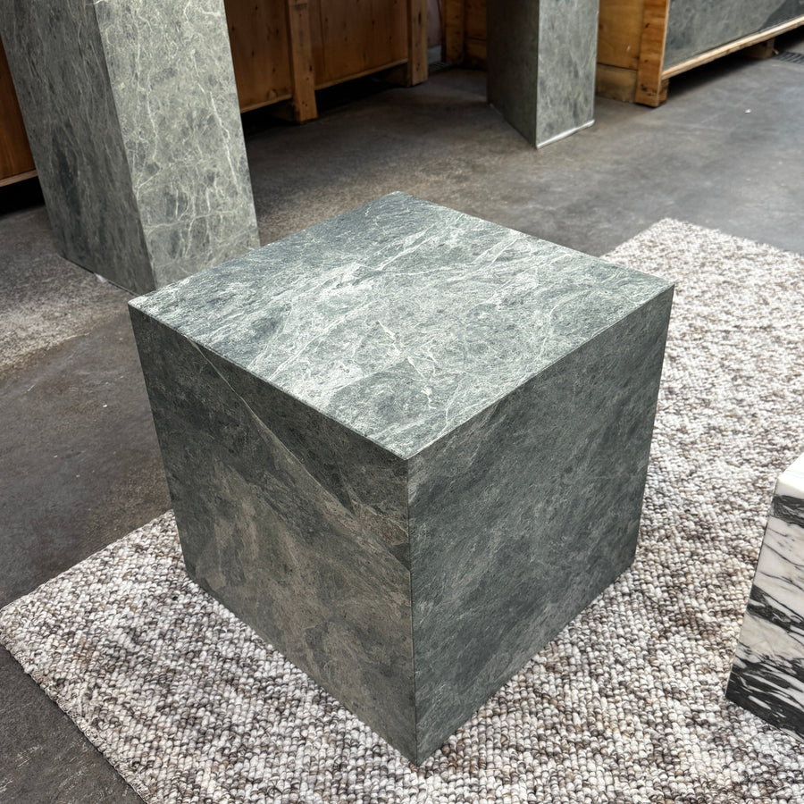 Cube Side Table - Green Marble natural stone furniture New Zealand - Natural Stone Co