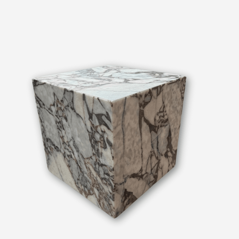 Cube Side Table - Milky Blue Marble natural stone furniture New Zealand - Natural Stone Co
