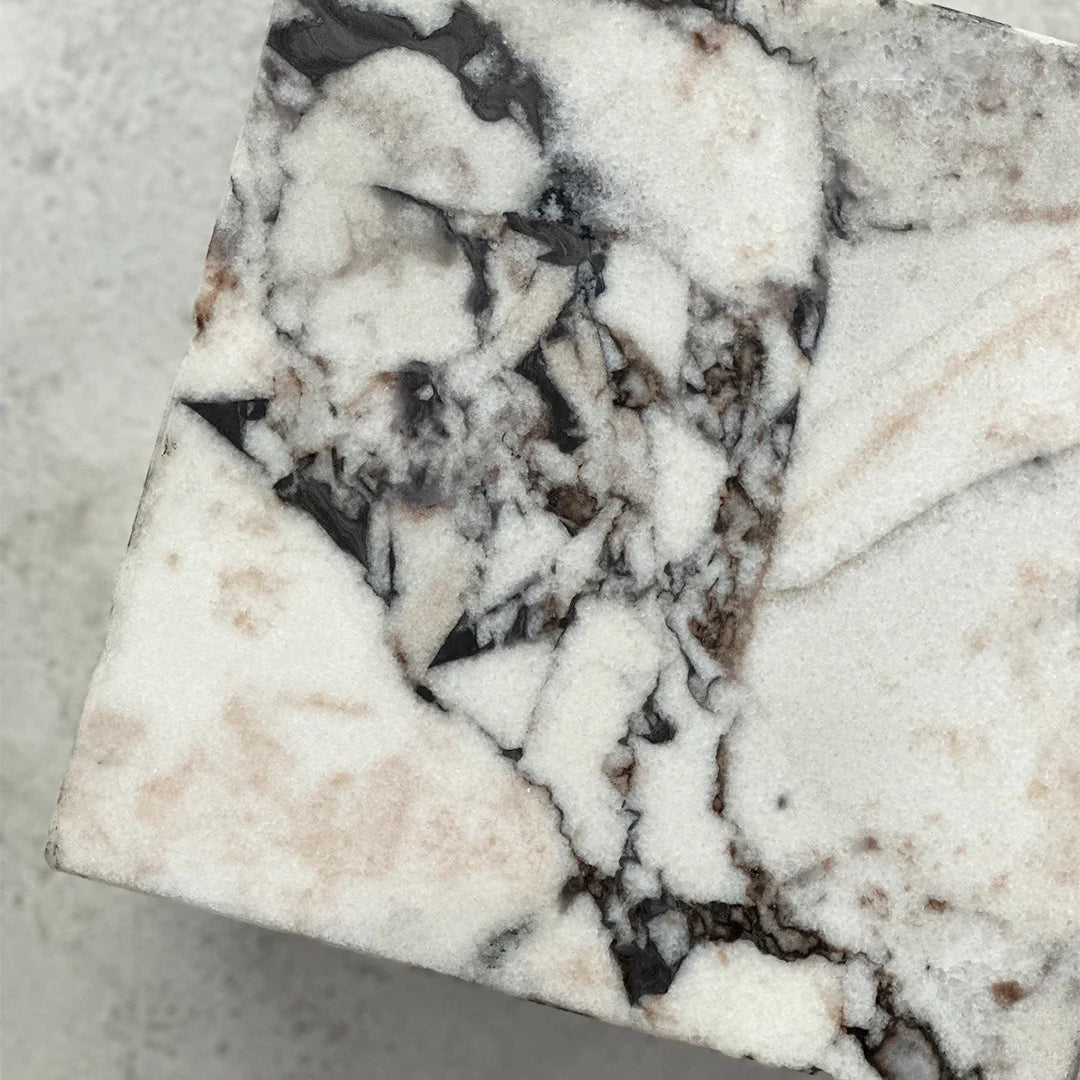 Cube Side Table - Milky Blue Marble natural stone furniture New Zealand - Natural Stone Co