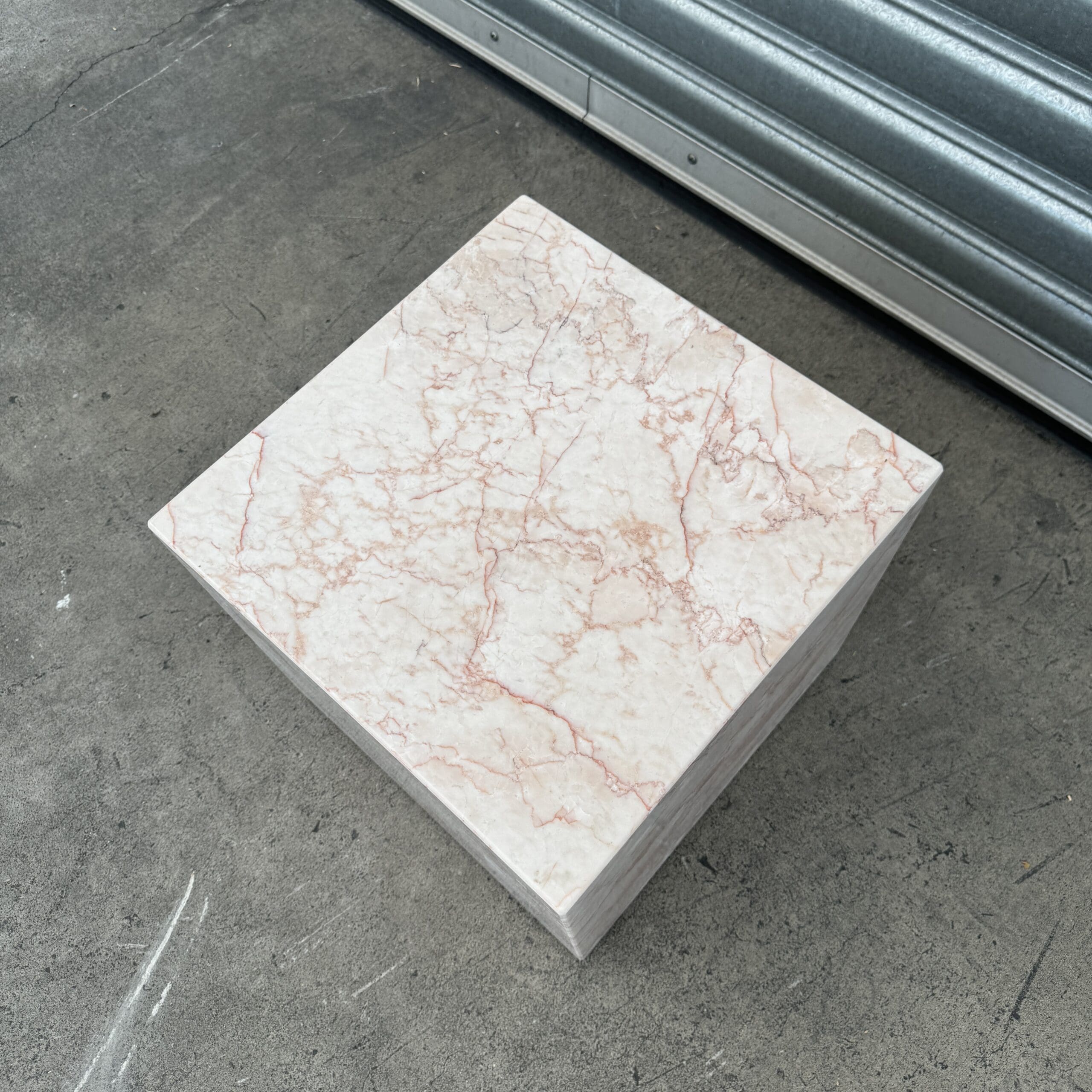 Cube Side Table - Rose Cream Marble natural stone furniture New Zealand - Natural Stone Co