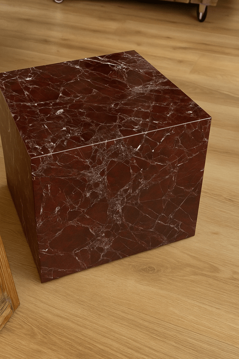 Cube Side Table - Rosso Levanto Marble natural stone furniture New Zealand - Natural Stone Co