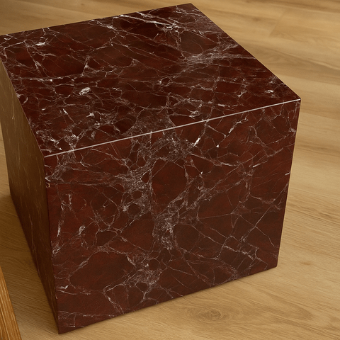Cube Side Table - Rosso Levanto Marble natural stone furniture New Zealand - Natural Stone Co