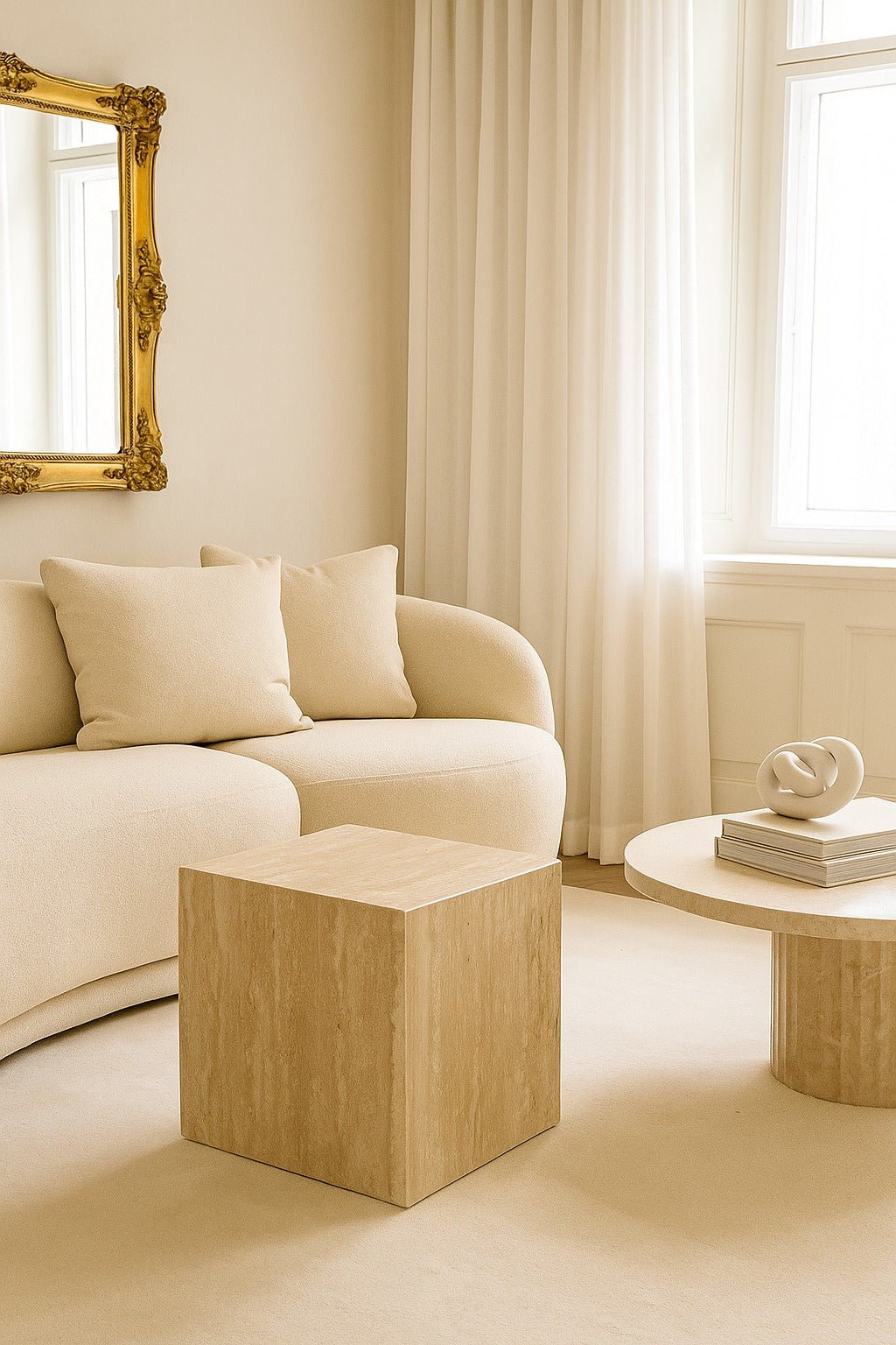 Cube Side Table - Travertine natural stone furniture New Zealand - Natural Stone Co
